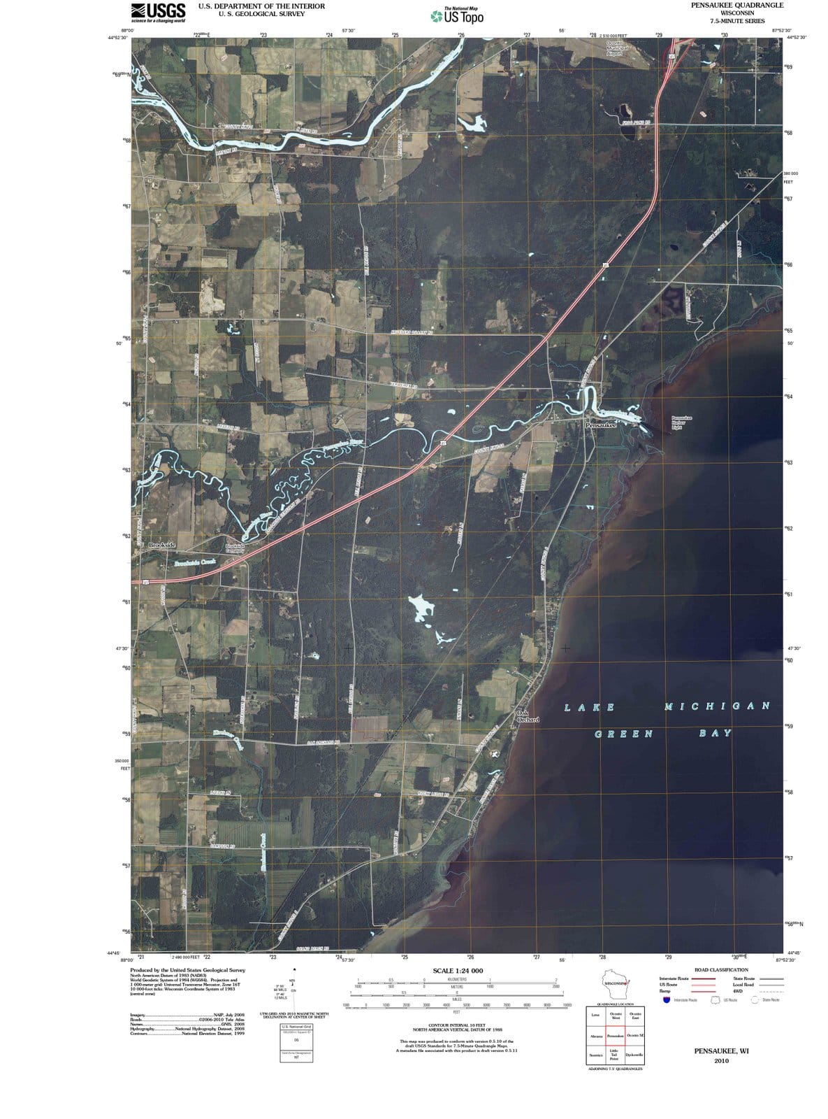 2010 Pensaukee, WI - Wisconsin - USGS Topographic Map