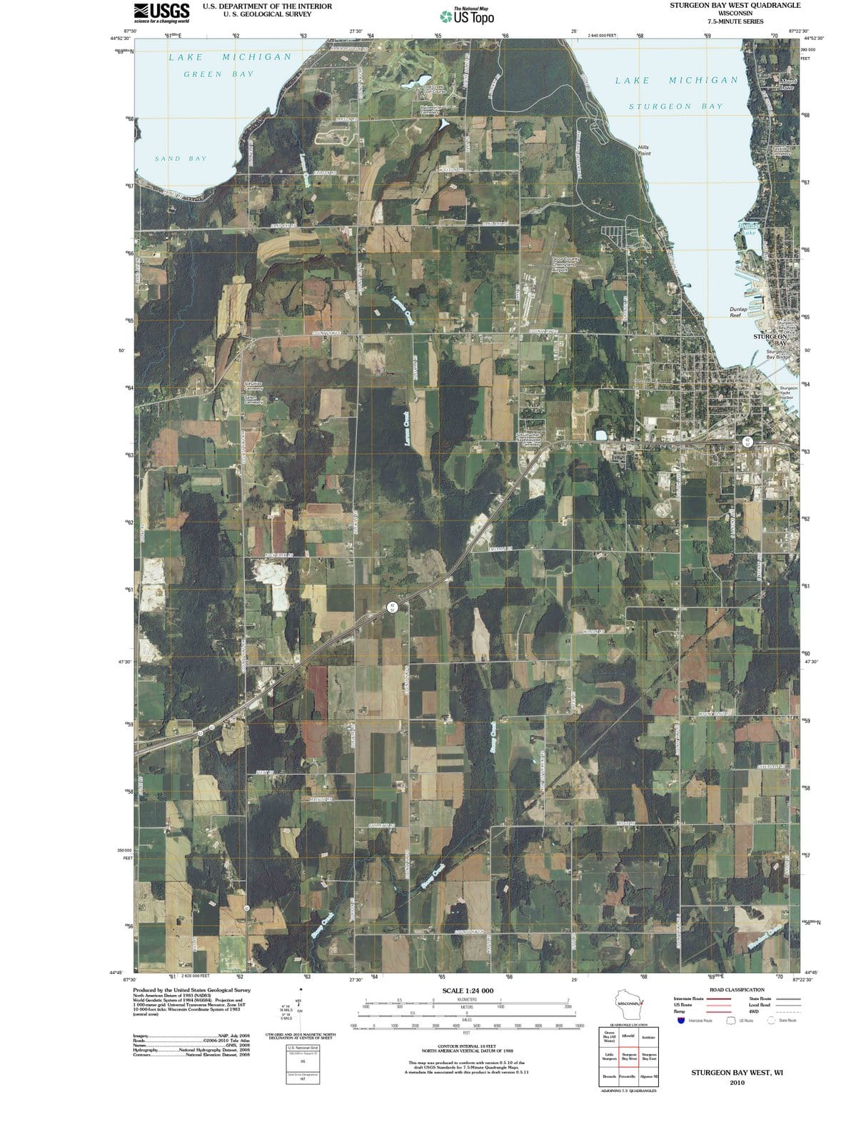 2010 Sturgeon Bay West, WI - Wisconsin - USGS Topographic Map