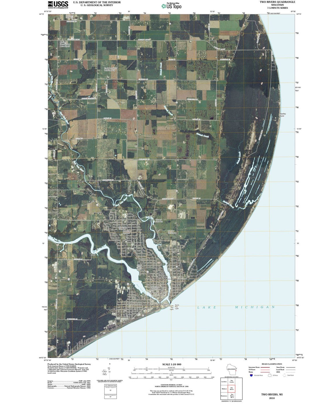 2010 Two Rivers, WI - Wisconsin - USGS Topographic Map