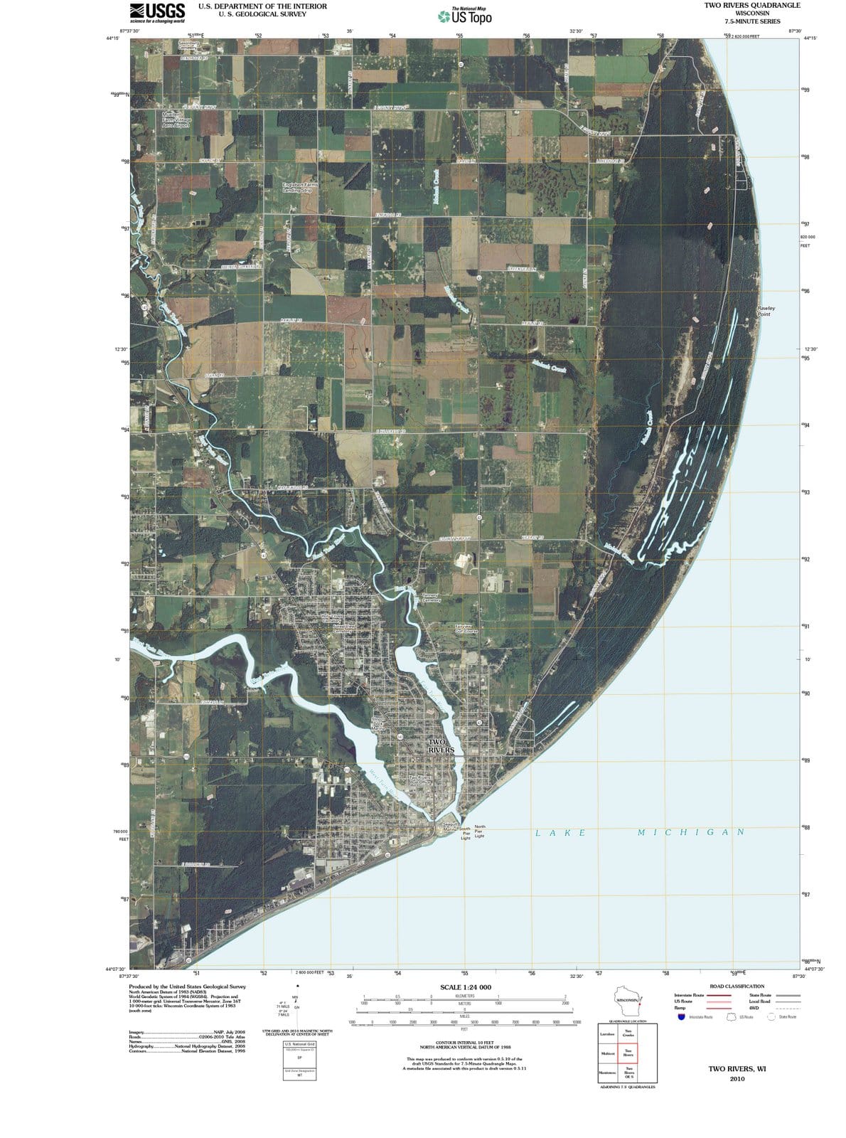 2010 Two Rivers, WI - Wisconsin - USGS Topographic Map