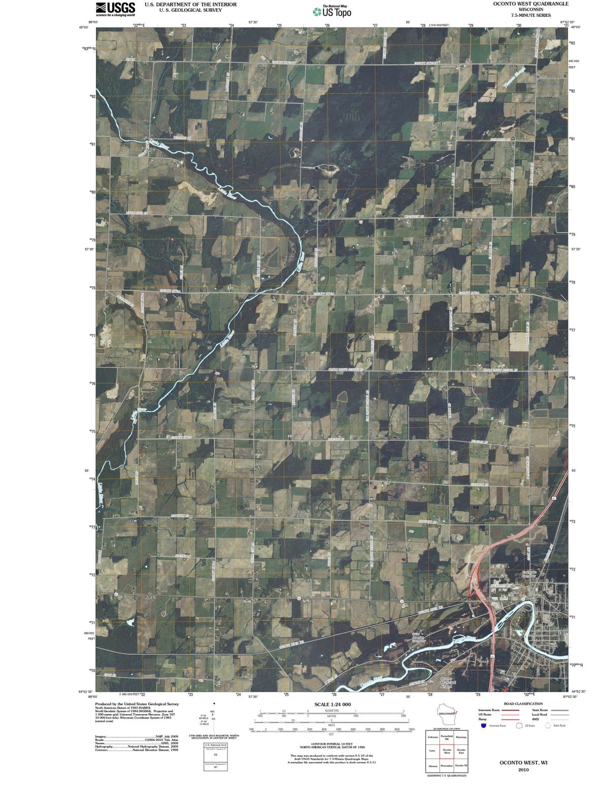 2010 Oconto West, WI - Wisconsin - USGS Topographic Map