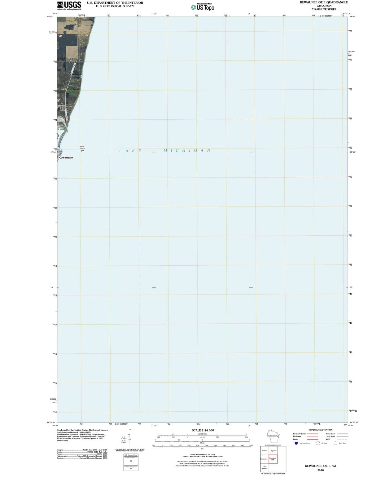 2010 Kewaunee OE E, WI - Wisconsin - USGS Topographic Map