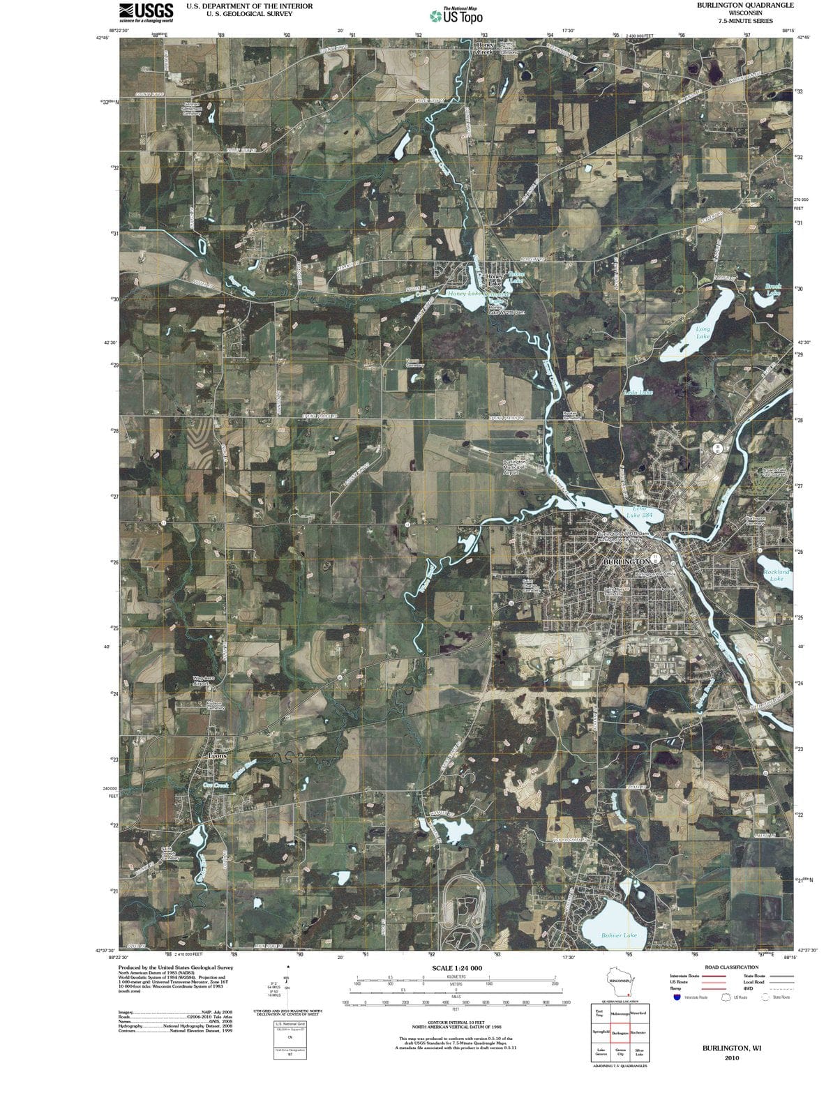 2010 Burlington, WI - Wisconsin - USGS Topographic Map