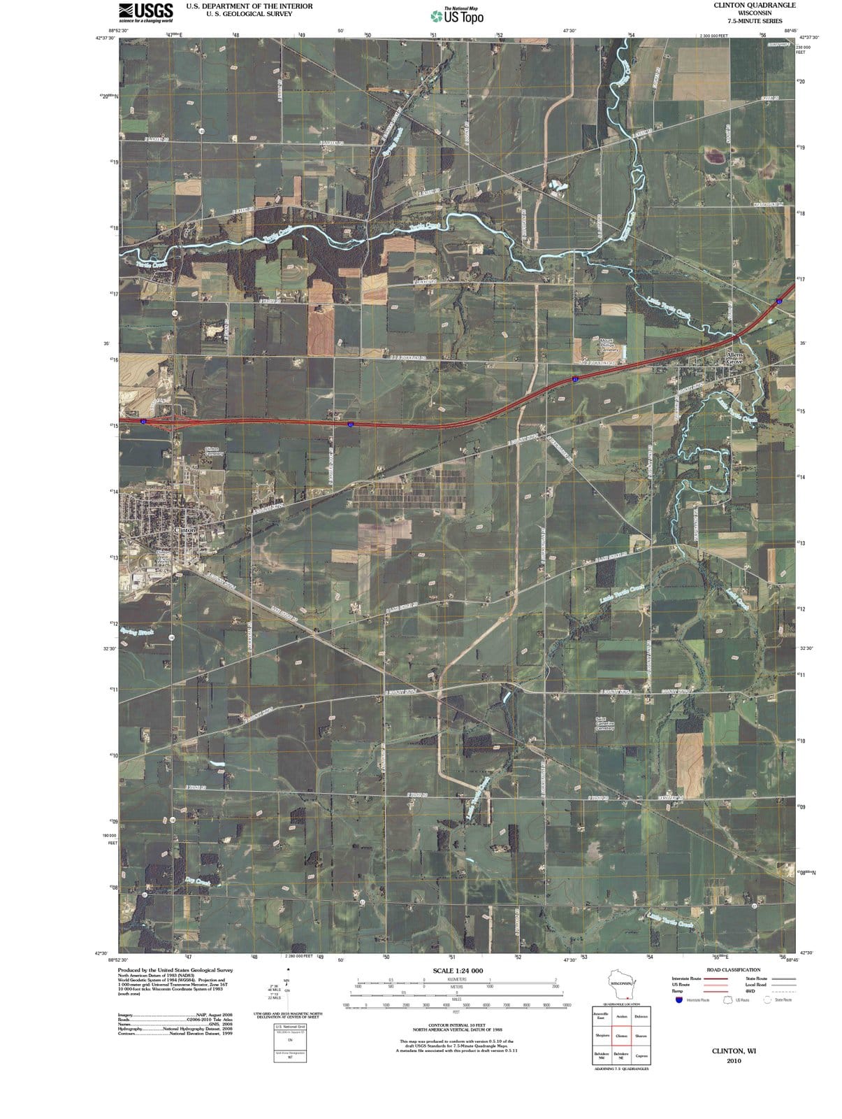 2010 Clinton, WI - Wisconsin - USGS Topographic Map