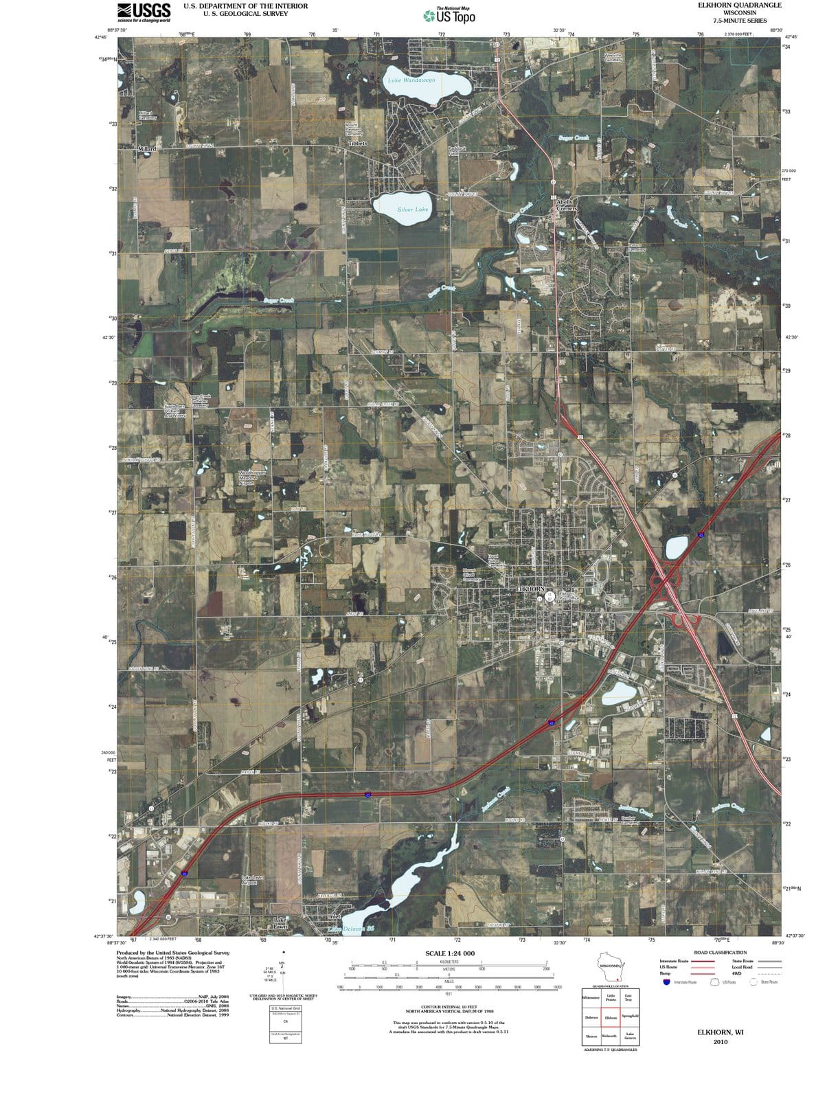 2010 Elkhorn, WI - Wisconsin - USGS Topographic Map