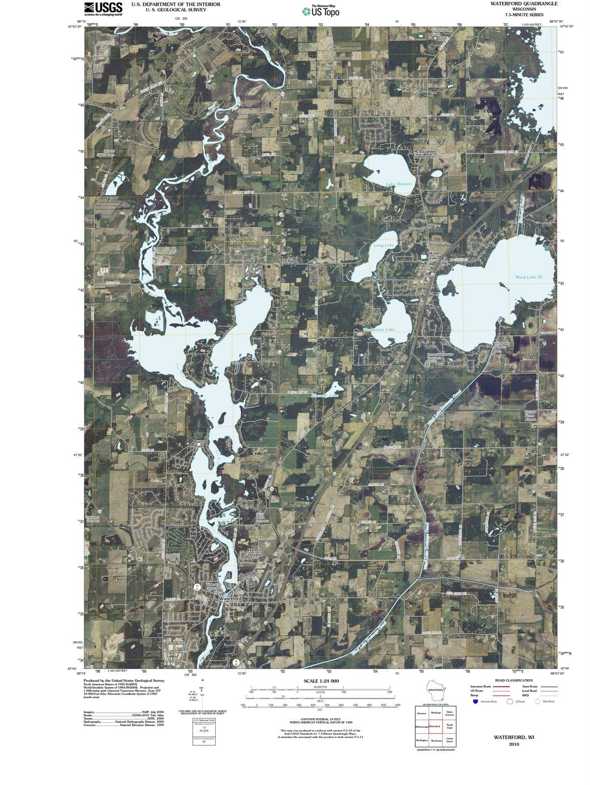 2010 Waterford, WI - Wisconsin - USGS Topographic Map