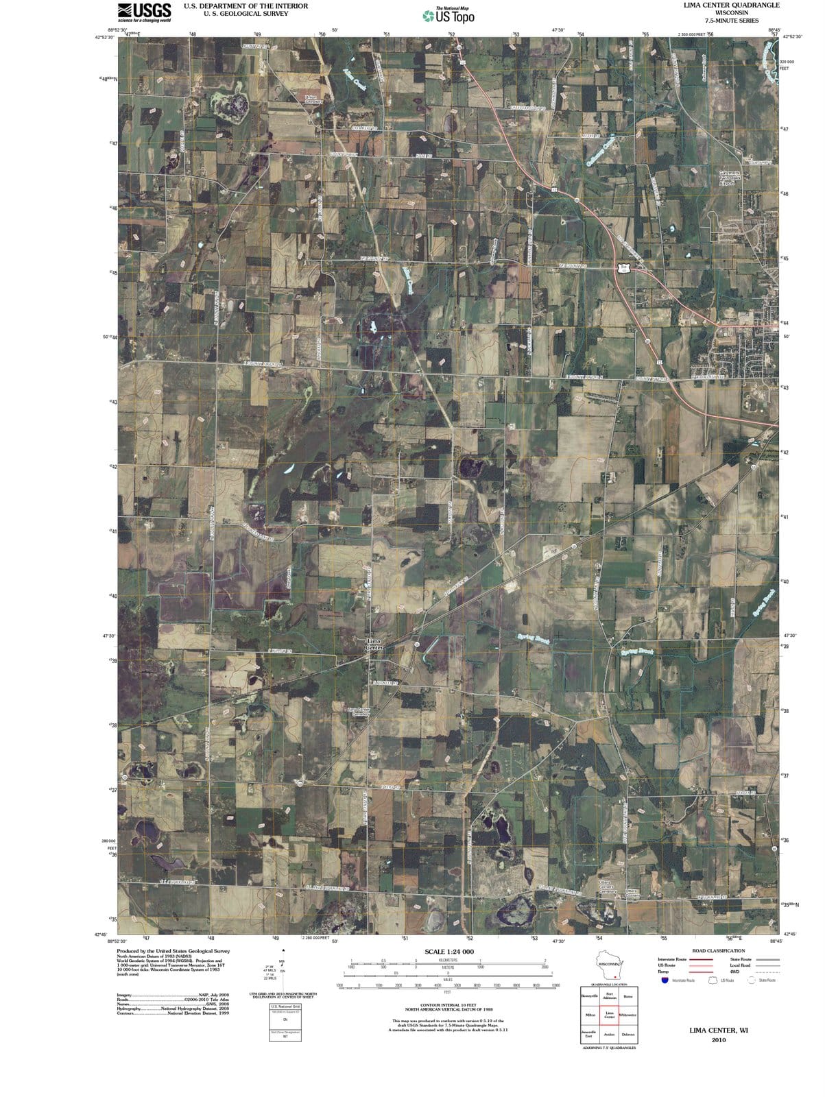 2010 Lima Center, WI - Wisconsin - USGS Topographic Map