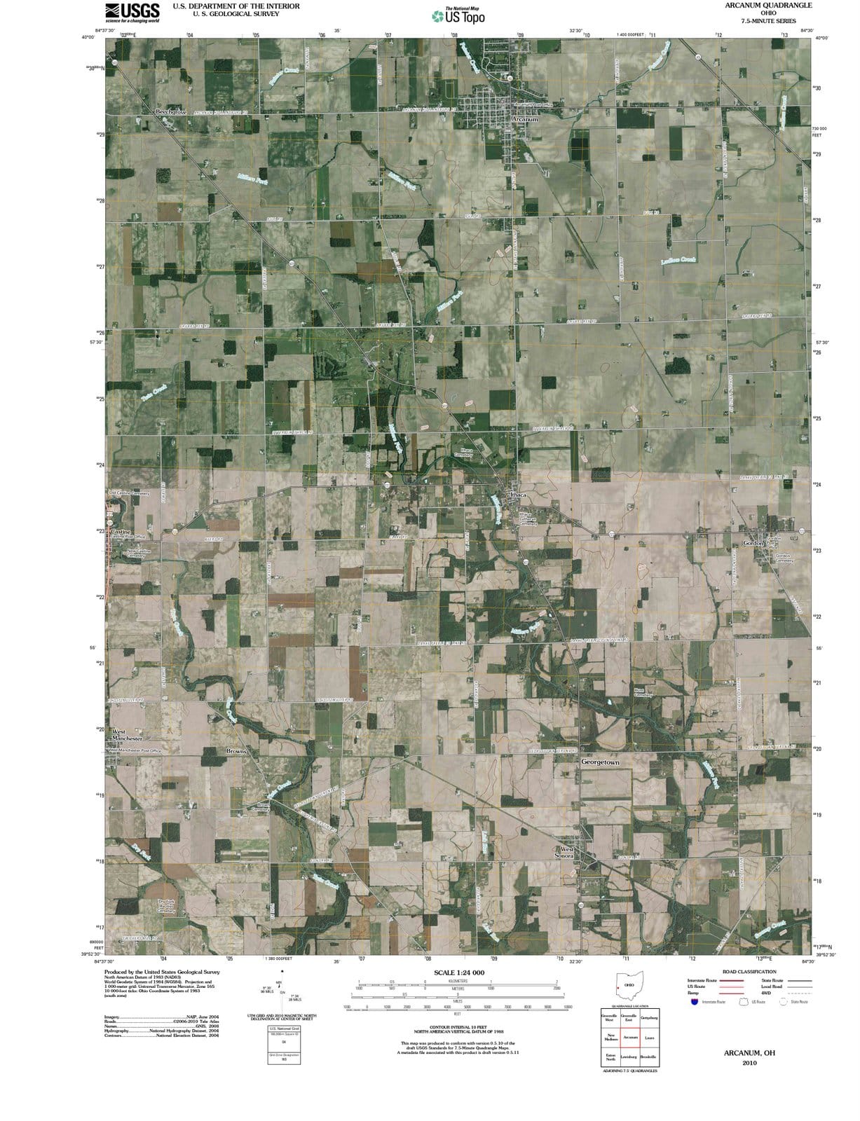 2010 Arcanum, OH - Ohio - USGS Topographic Map