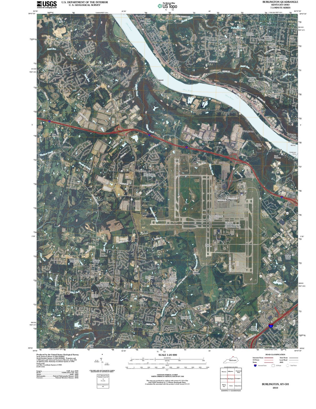 2010 Burlington, KY - Kentucky - USGS Topographic Map