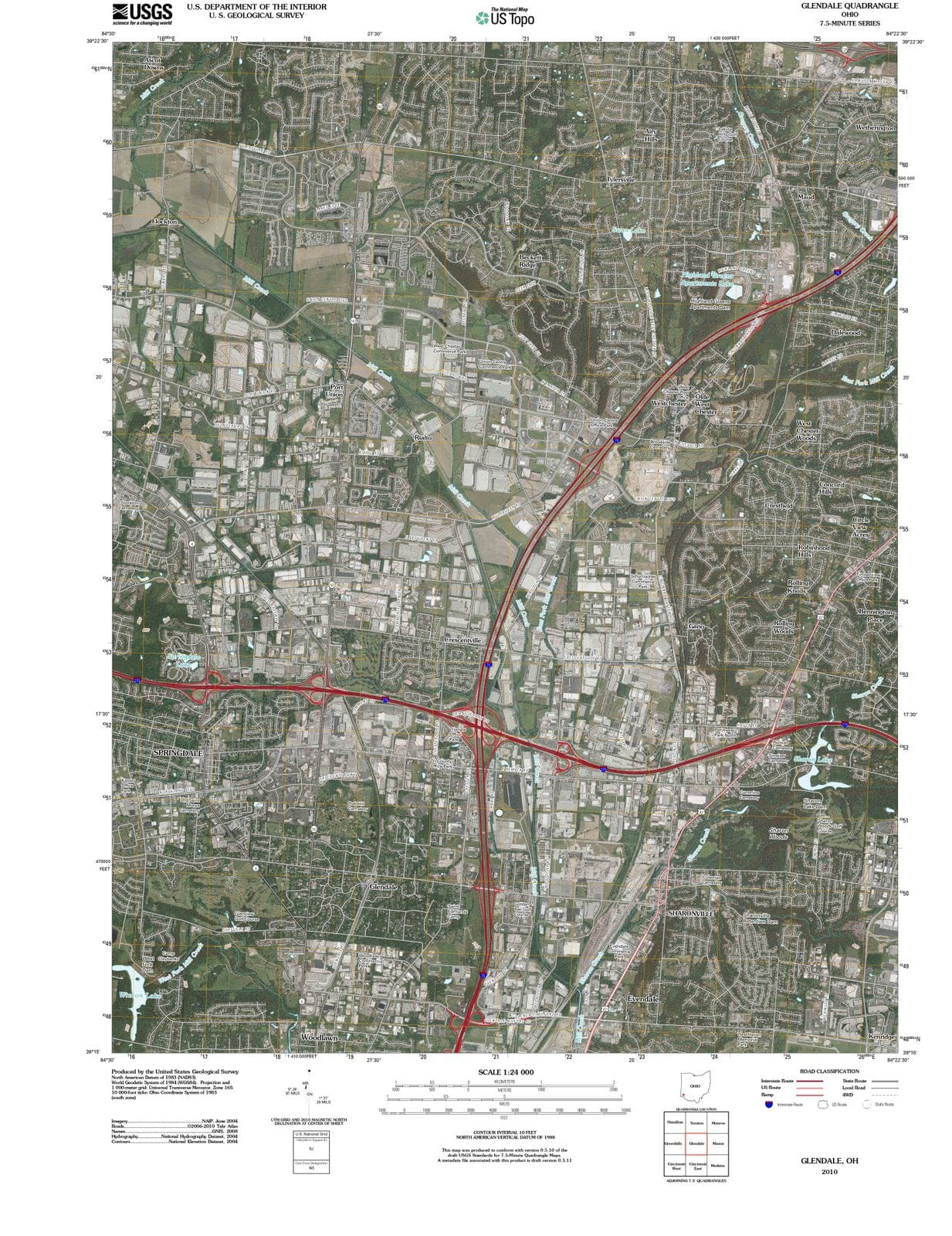 2010 Glendale, OH - Ohio - USGS Topographic Map