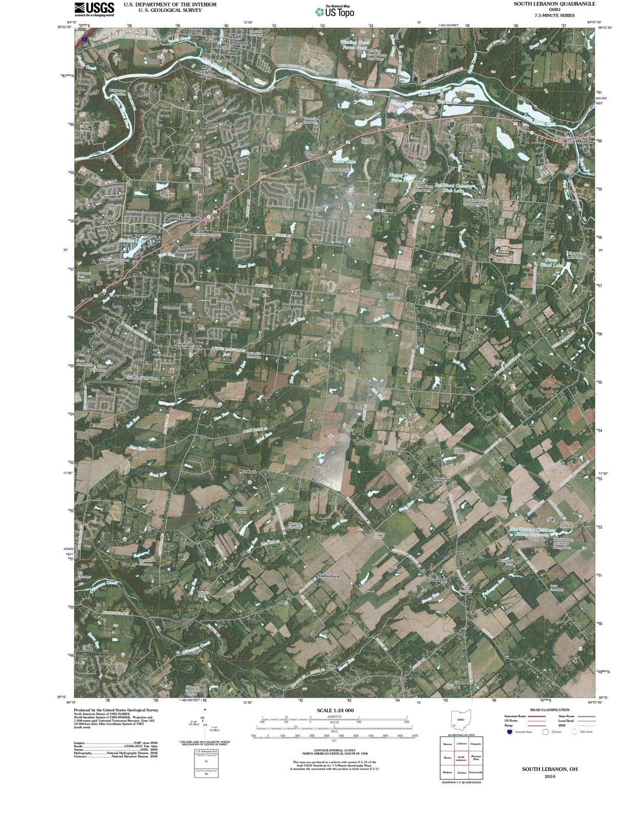 2010 South Lebanon, OH - Ohio - USGS Topographic Map