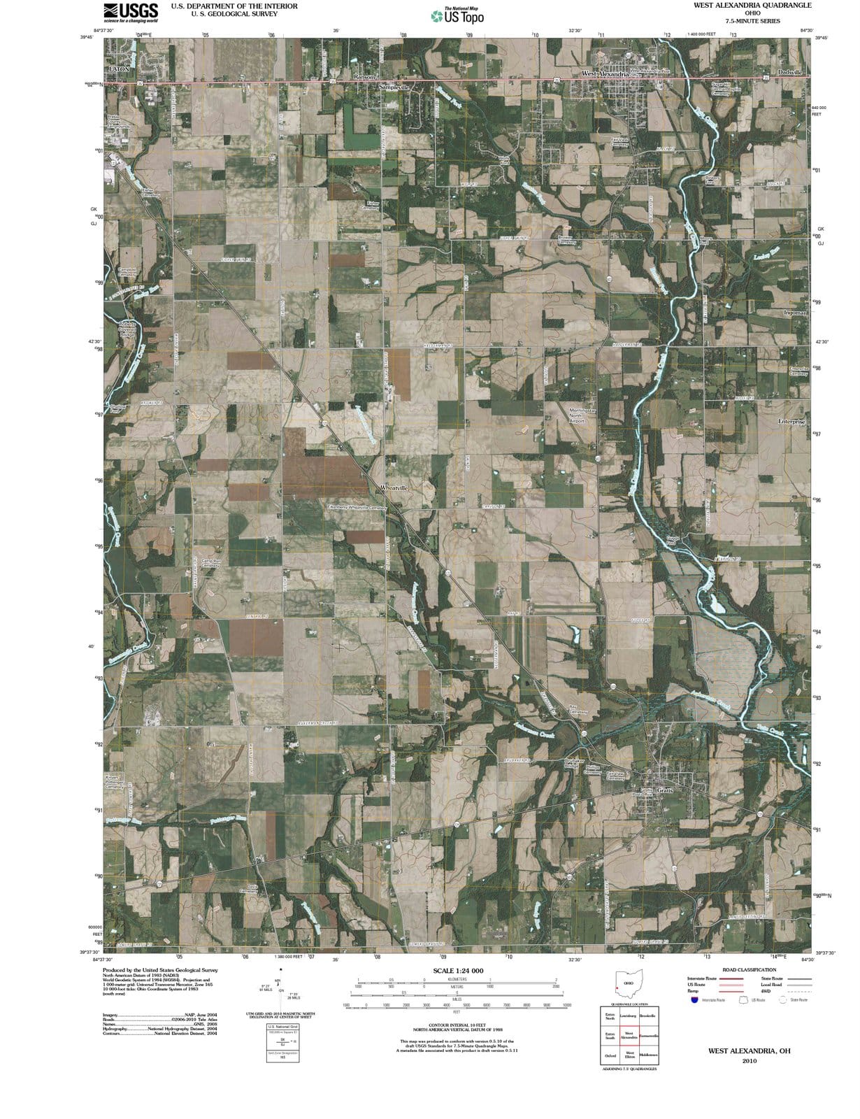 2010 West Alexandria, OH - Ohio - USGS Topographic Map