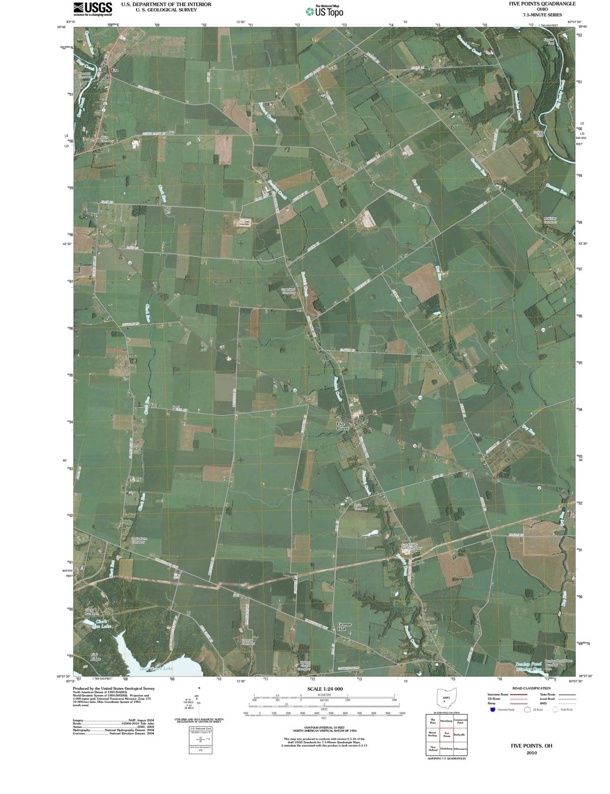 2010 Five Points, OH - Ohio - USGS Topographic Map