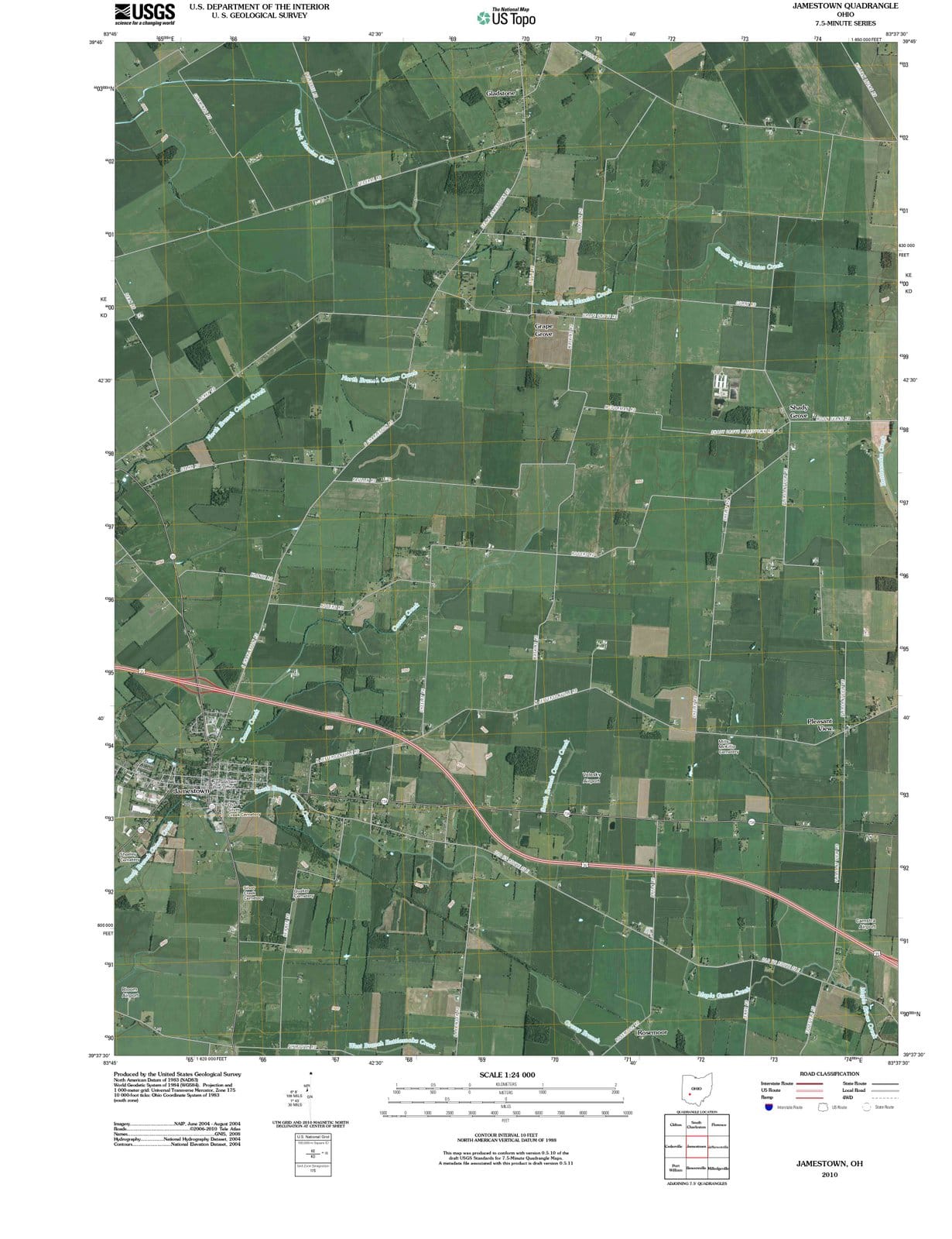 2010 Jamestown, OH - Ohio - USGS Topographic Map