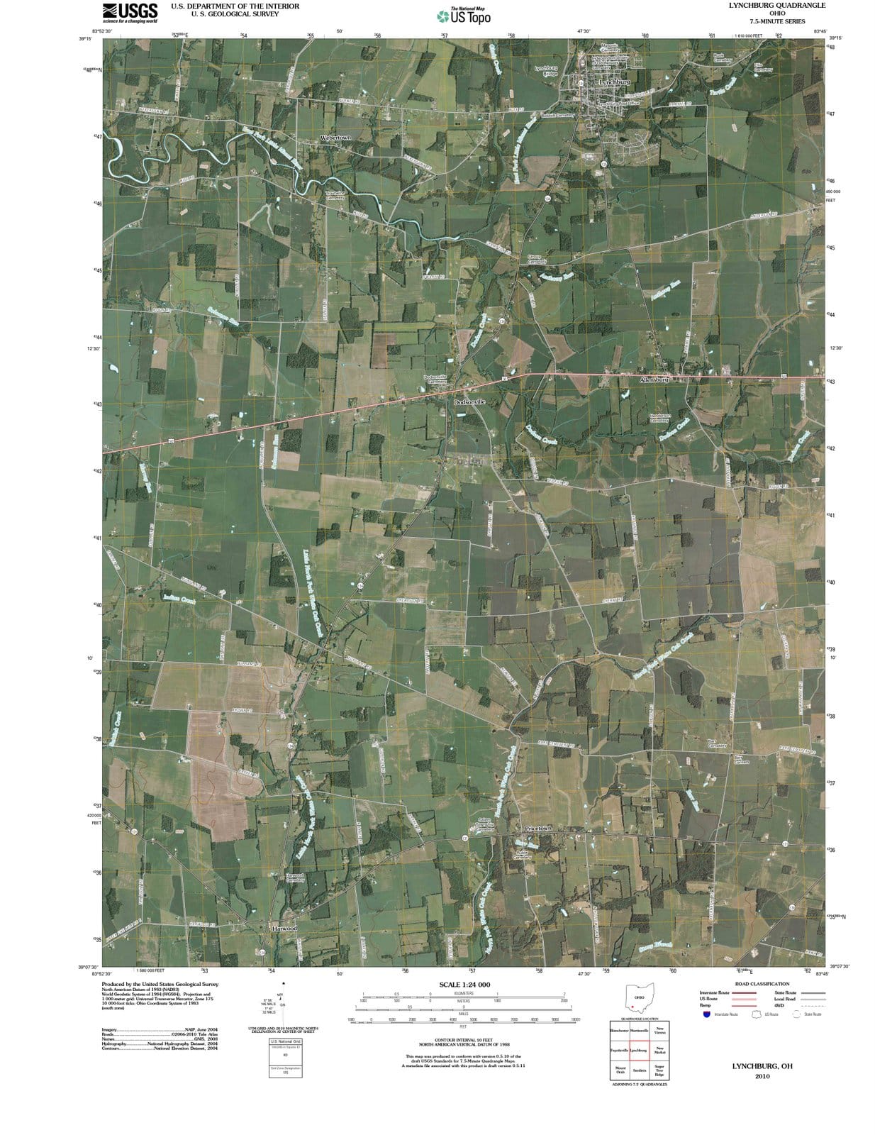 2010 Lynchburg, OH - Ohio - USGS Topographic Map