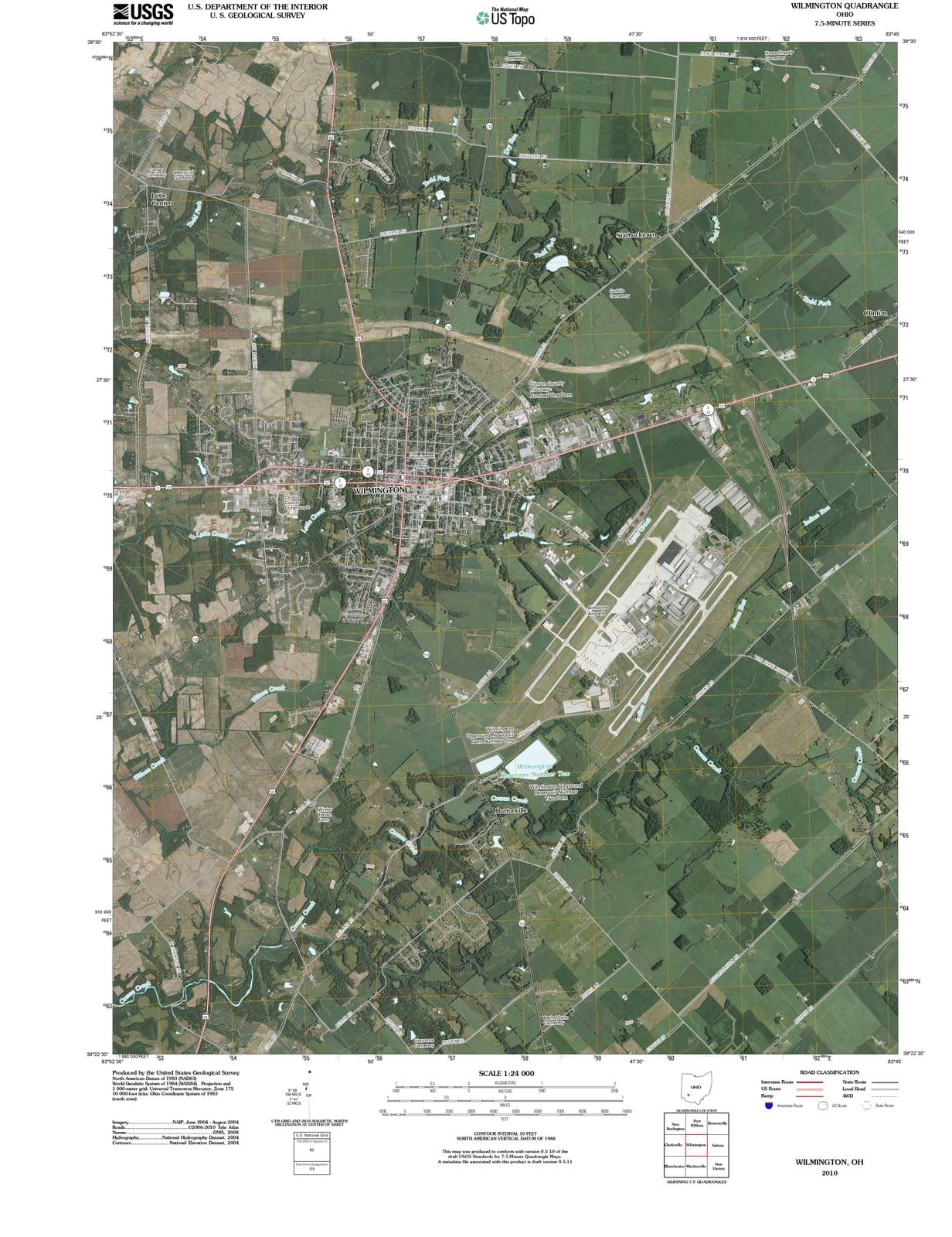 2010 Wilmington, OH - Ohio - USGS Topographic Map