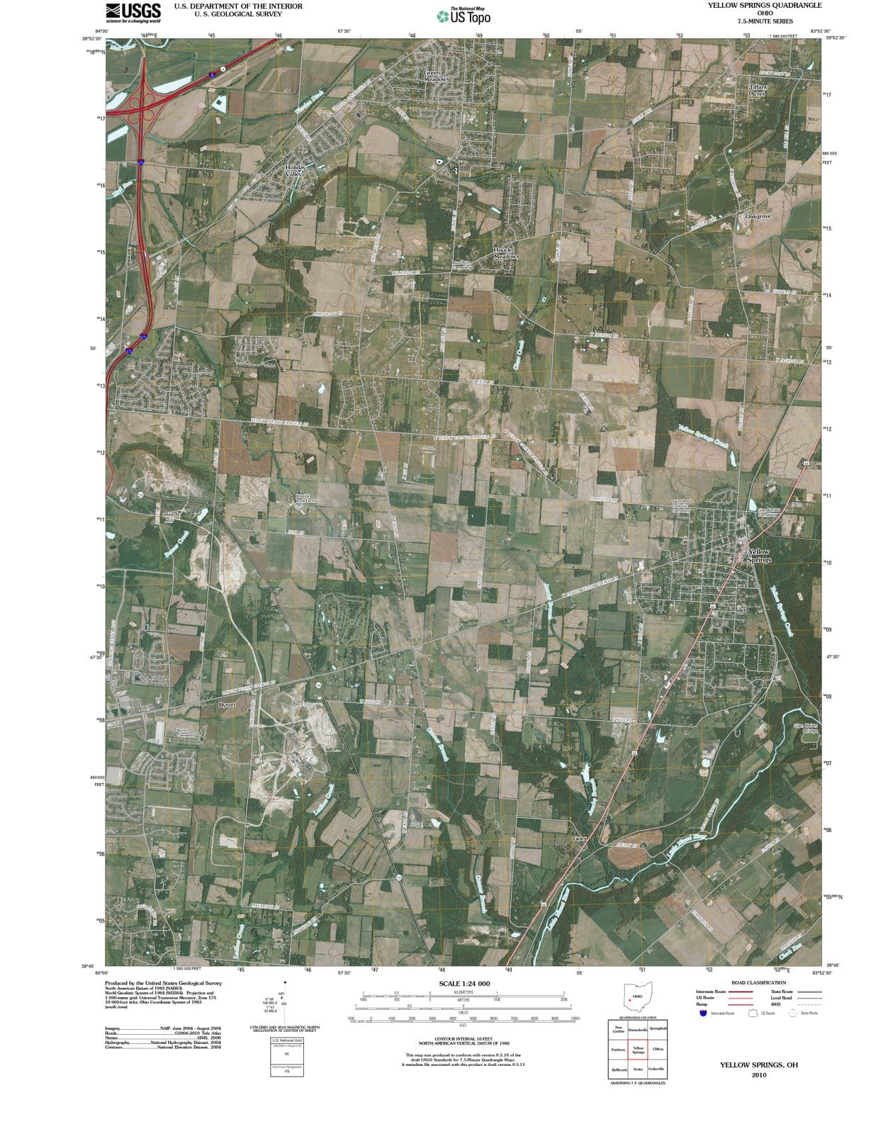 2010 Yellow Springs, OH - Ohio - USGS Topographic Map