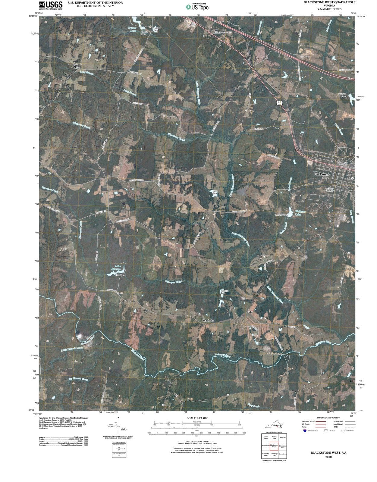2010 Blackstone West, VA - Virginia - USGS Topographic Map