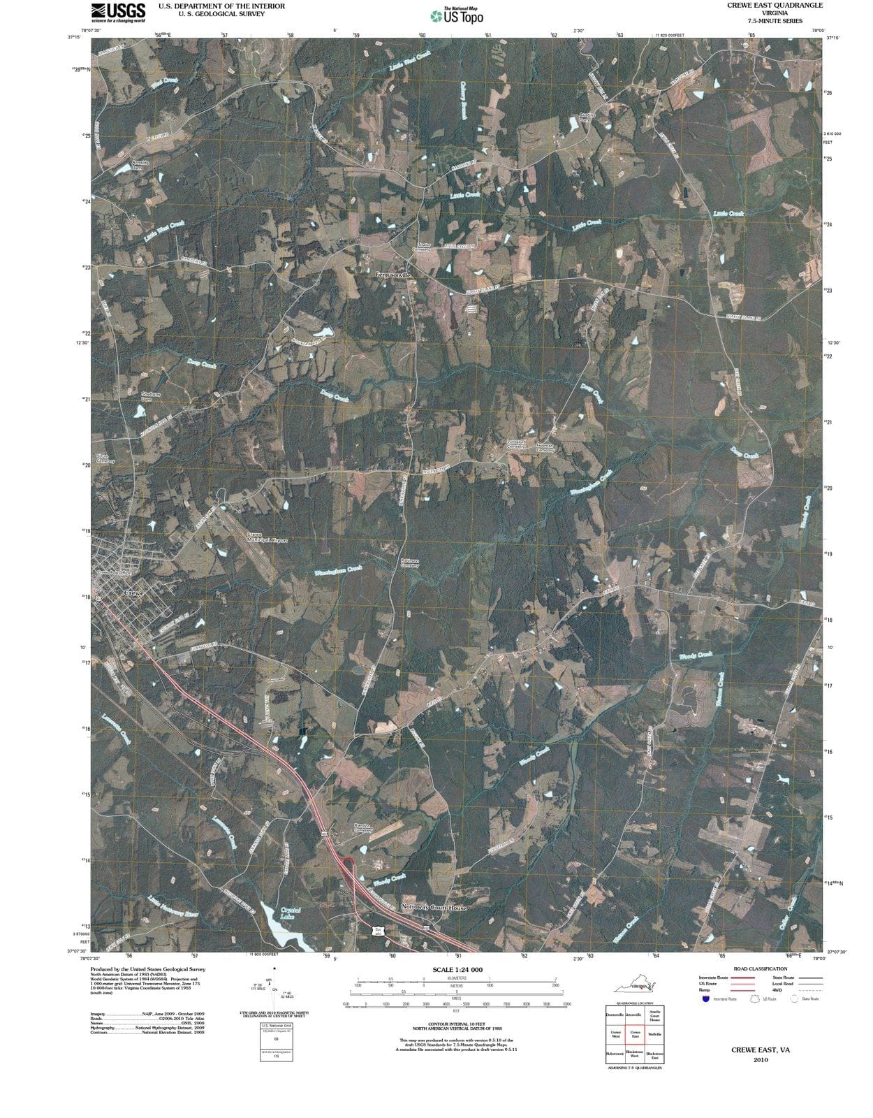 2010 Crewe East, VA - Virginia - USGS Topographic Map