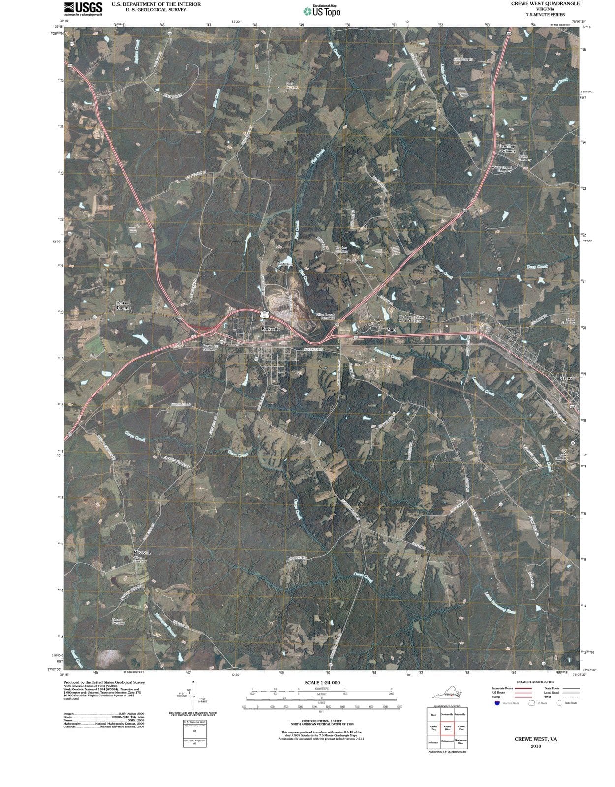 2010 Crewe West, VA - Virginia - USGS Topographic Map