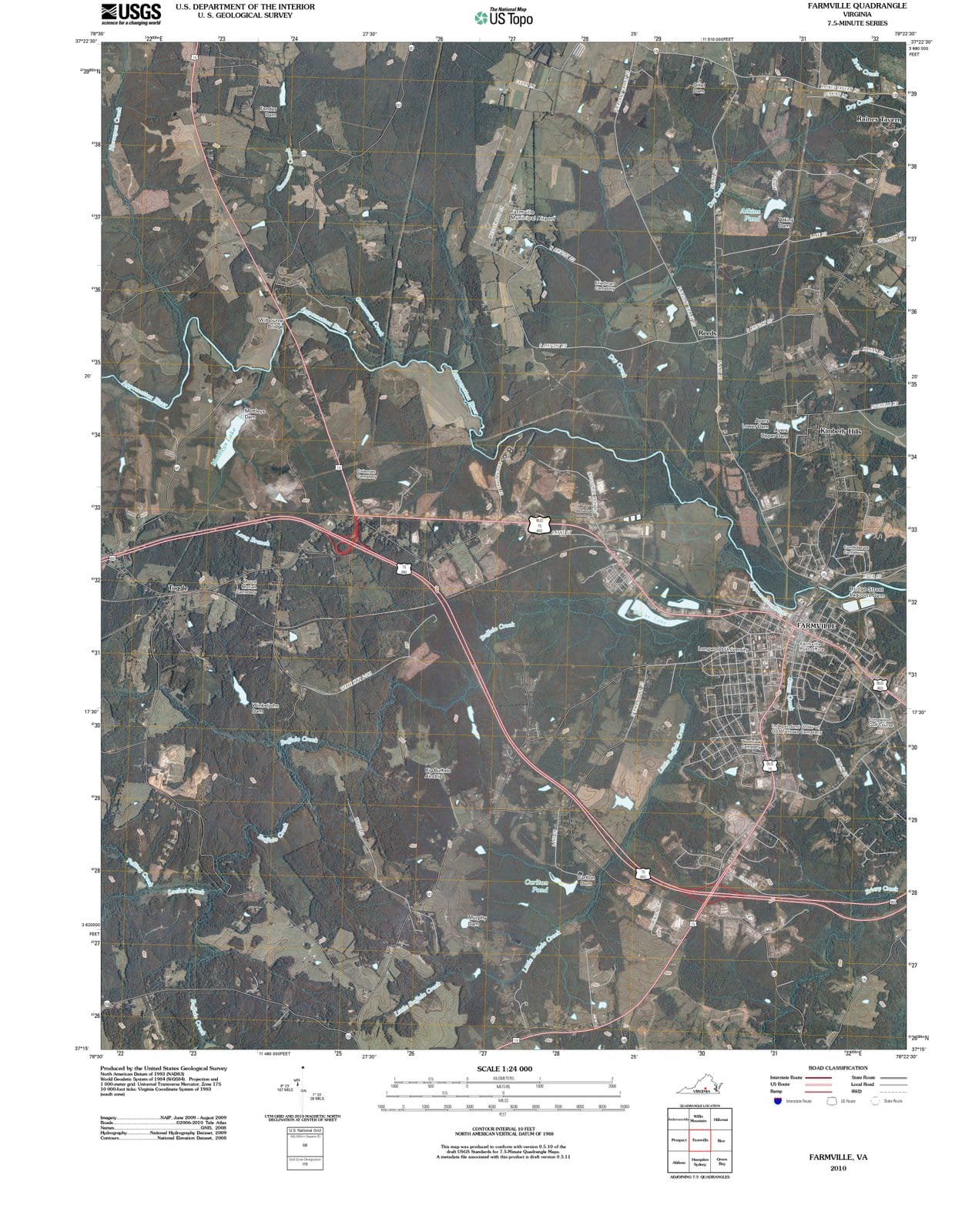 2010 Farmville, VA - Virginia - USGS Topographic Map