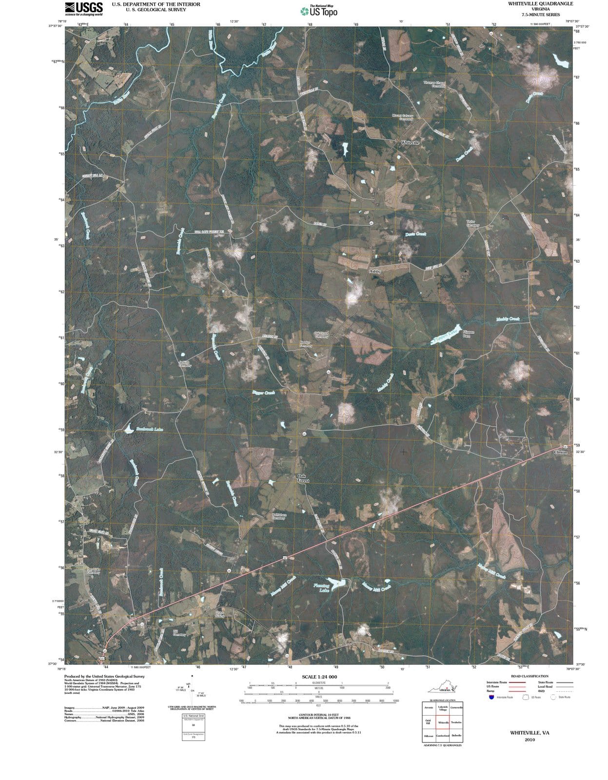 2010 Whiteville, VA - Virginia - USGS Topographic Map