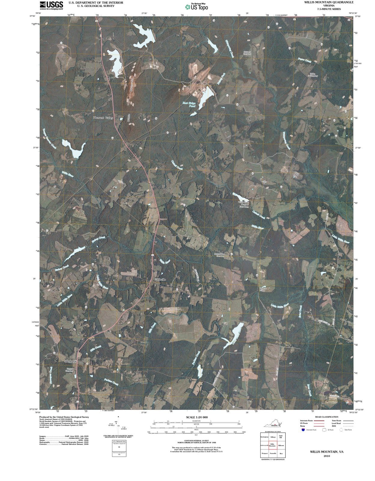 2010 Willis Mountain, VA - Virginia - USGS Topographic Map