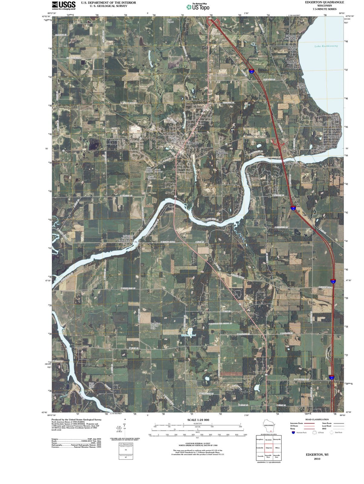 2010 Edgerton, WI - Wisconsin - USGS Topographic Map