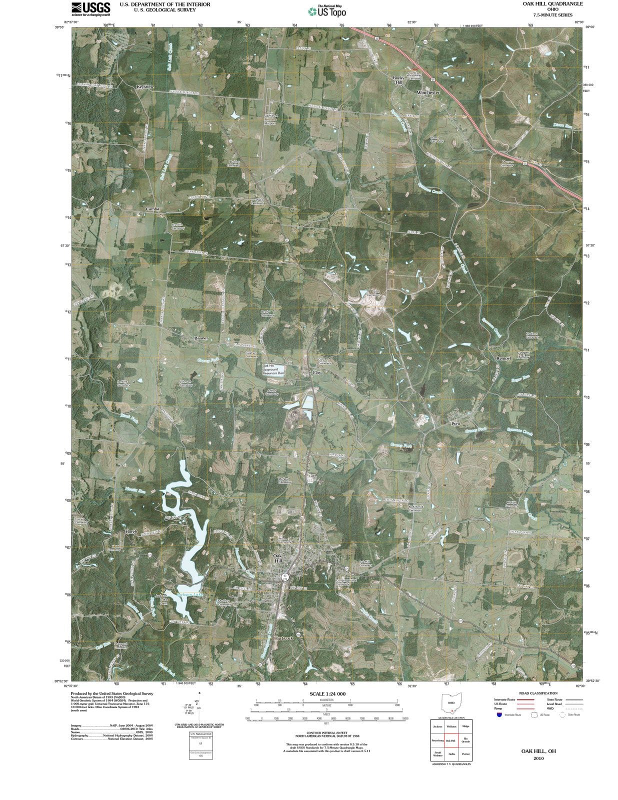 2010 Oak Hill, OH - Ohio - USGS Topographic Map