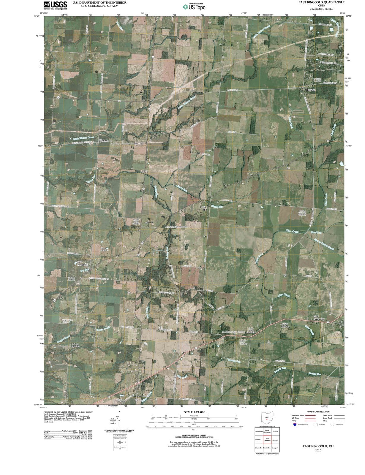 2010 East Ringgold, OH - Ohio - USGS Topographic Map