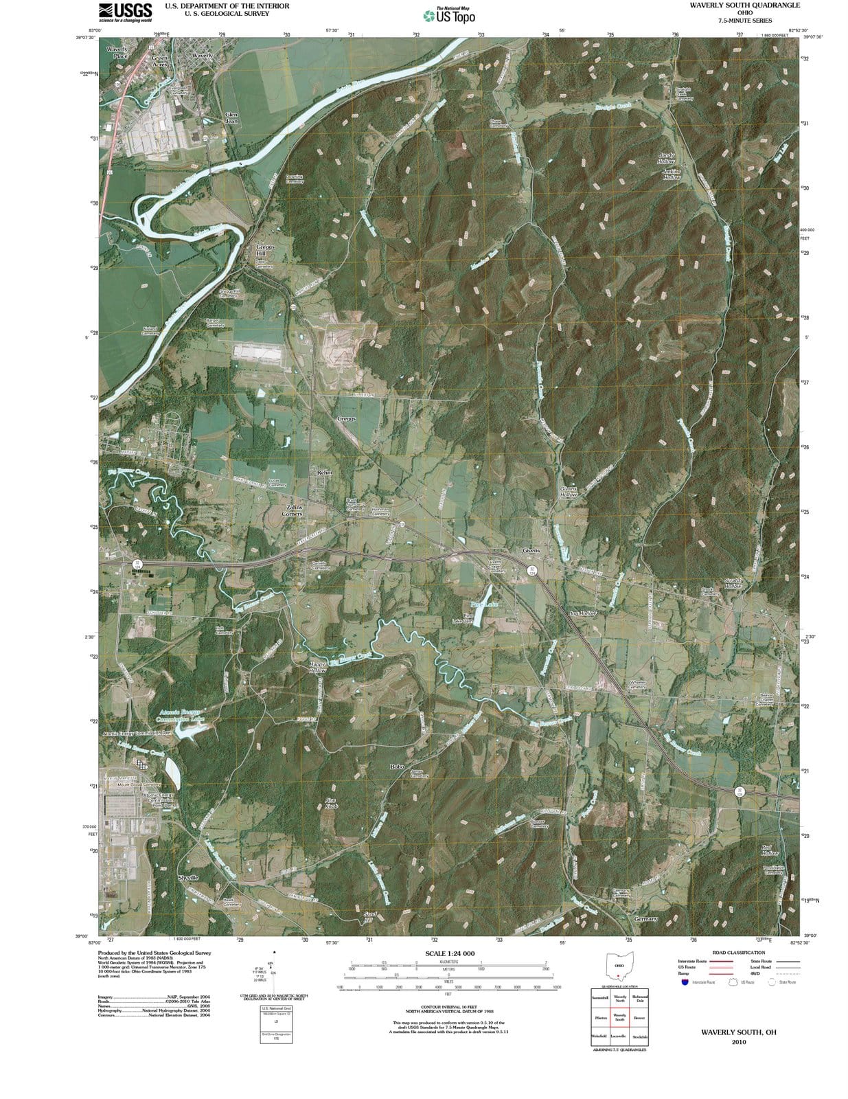 2010 Waverly South, OH - Ohio - USGS Topographic Map