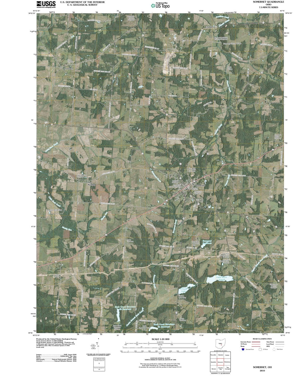 2010 Somerset, OH - Ohio - USGS Topographic Map