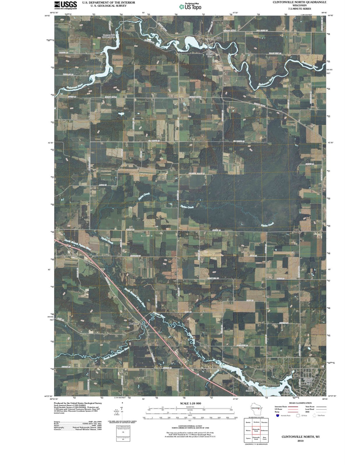 2010 Clintonville North, WI - Wisconsin - USGS Topographic Map