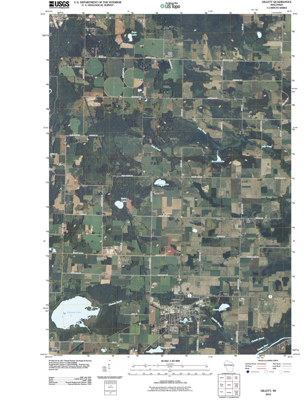 2010 Gillett, WI - Wisconsin - USGS Topographic Map