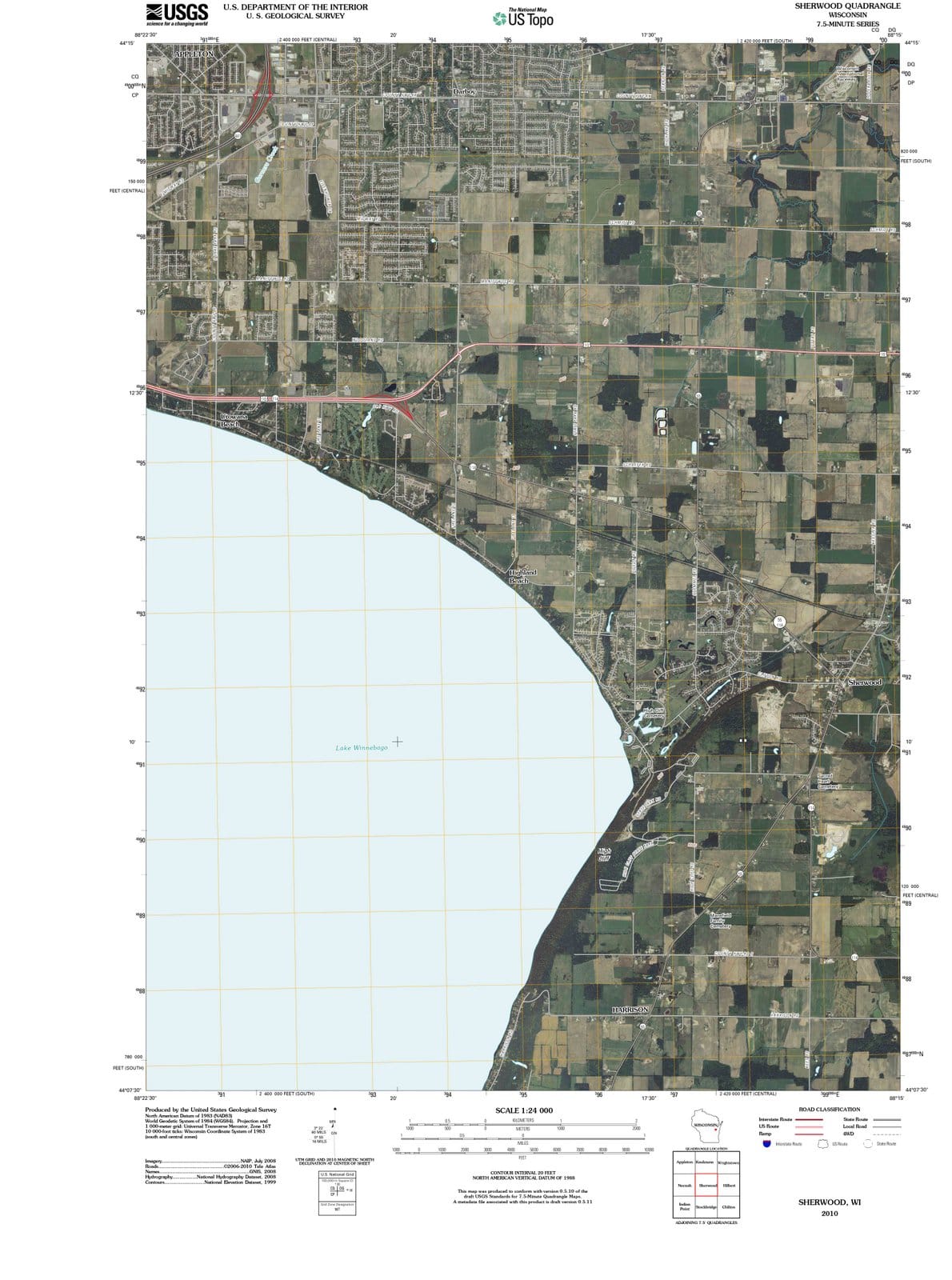 2010 Sherwood, WI - Wisconsin - USGS Topographic Map