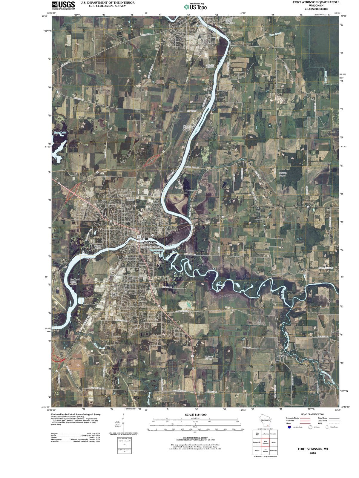 2010 Fort Atkinson, WI - Wisconsin - USGS Topographic Map
