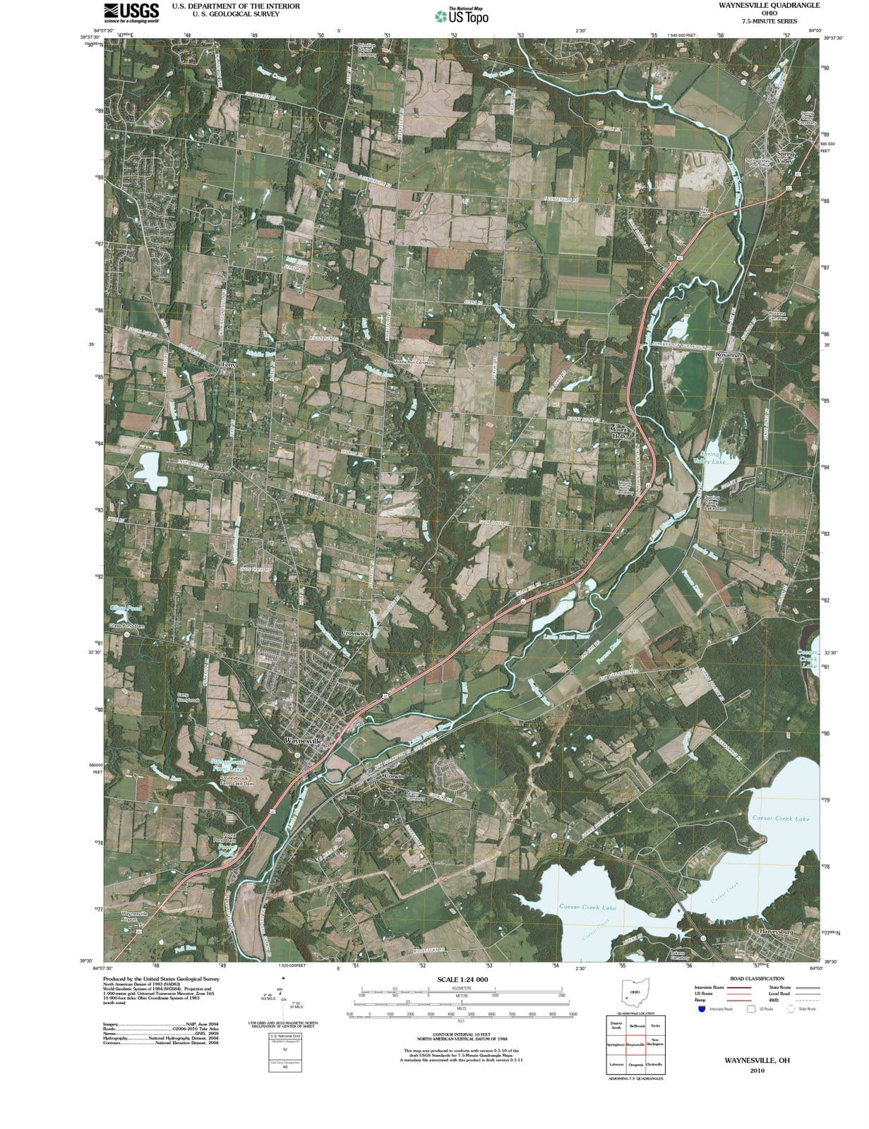 2010 Waynesville, OH - Ohio - USGS Topographic Map