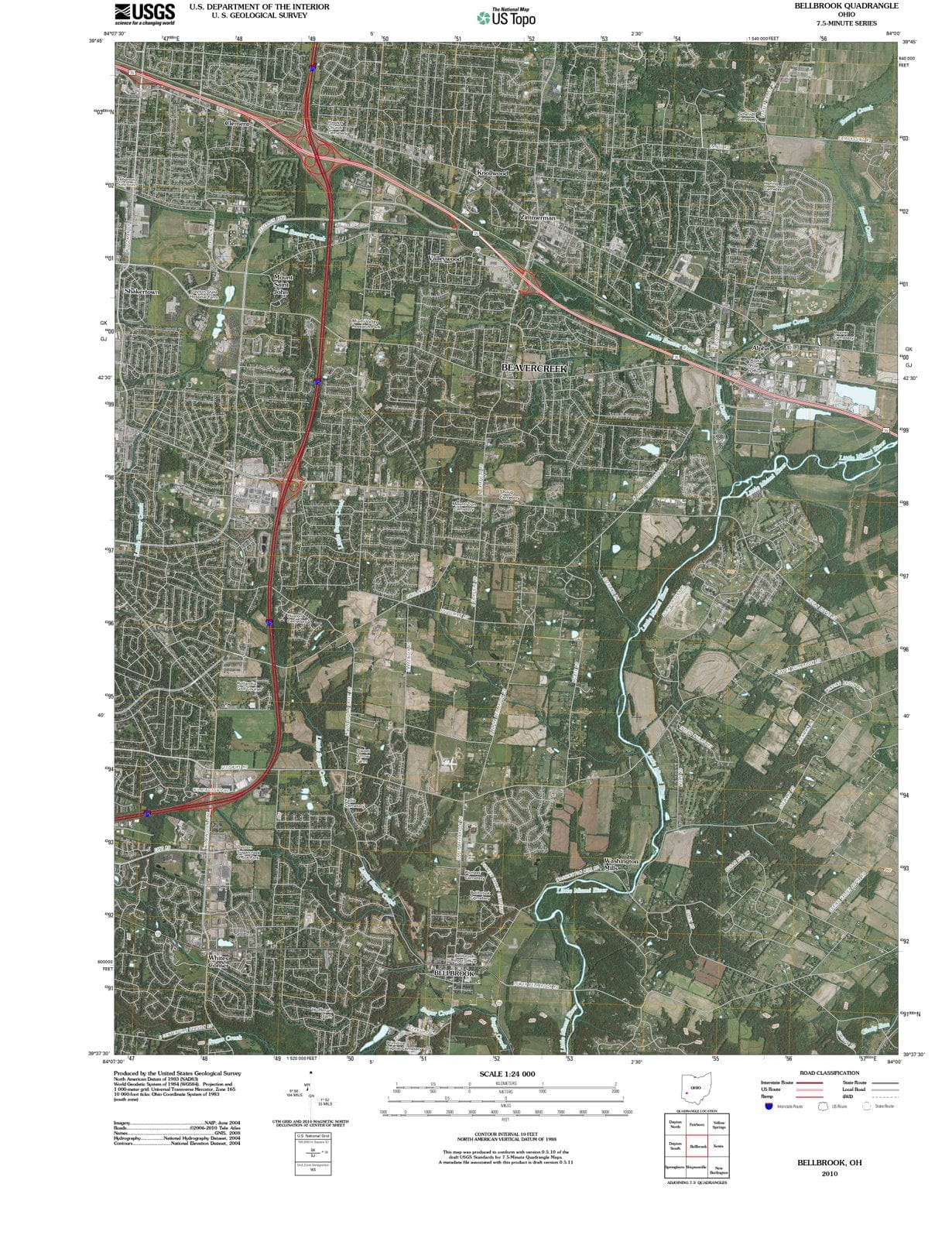2010 Bellbrook, OH - Ohio - USGS Topographic Map