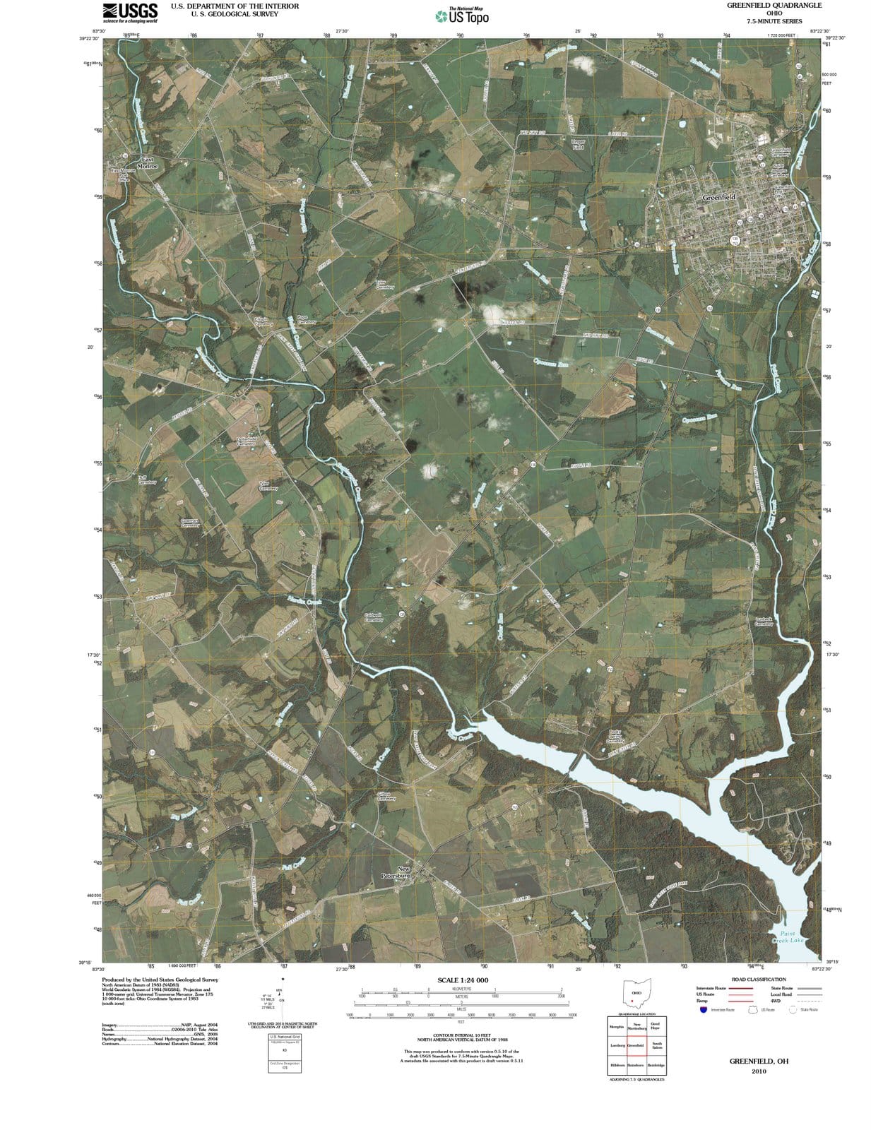 2010 Greenfield, OH - Ohio - USGS Topographic Map