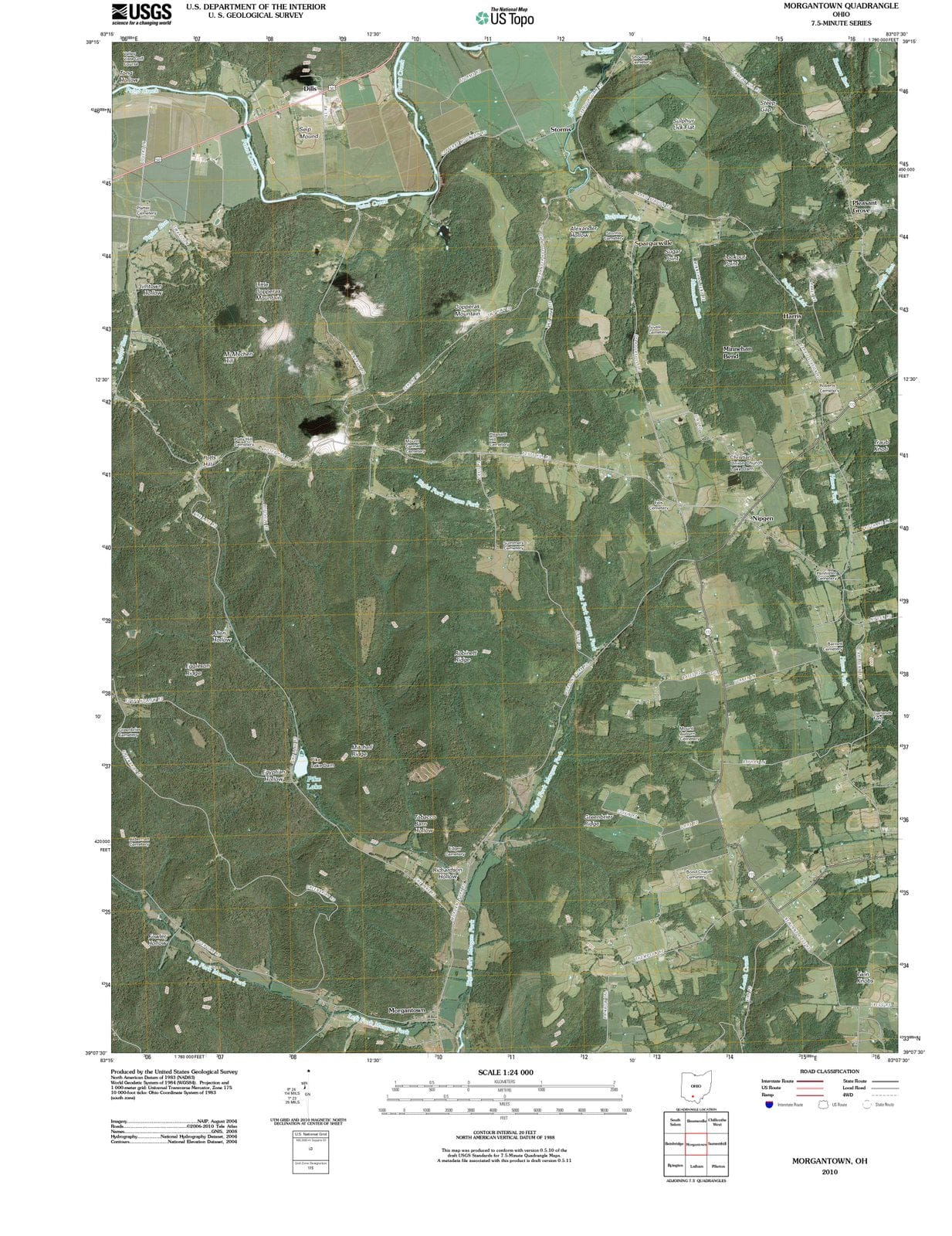 2010 Morgantown, OH - Ohio - USGS Topographic Map