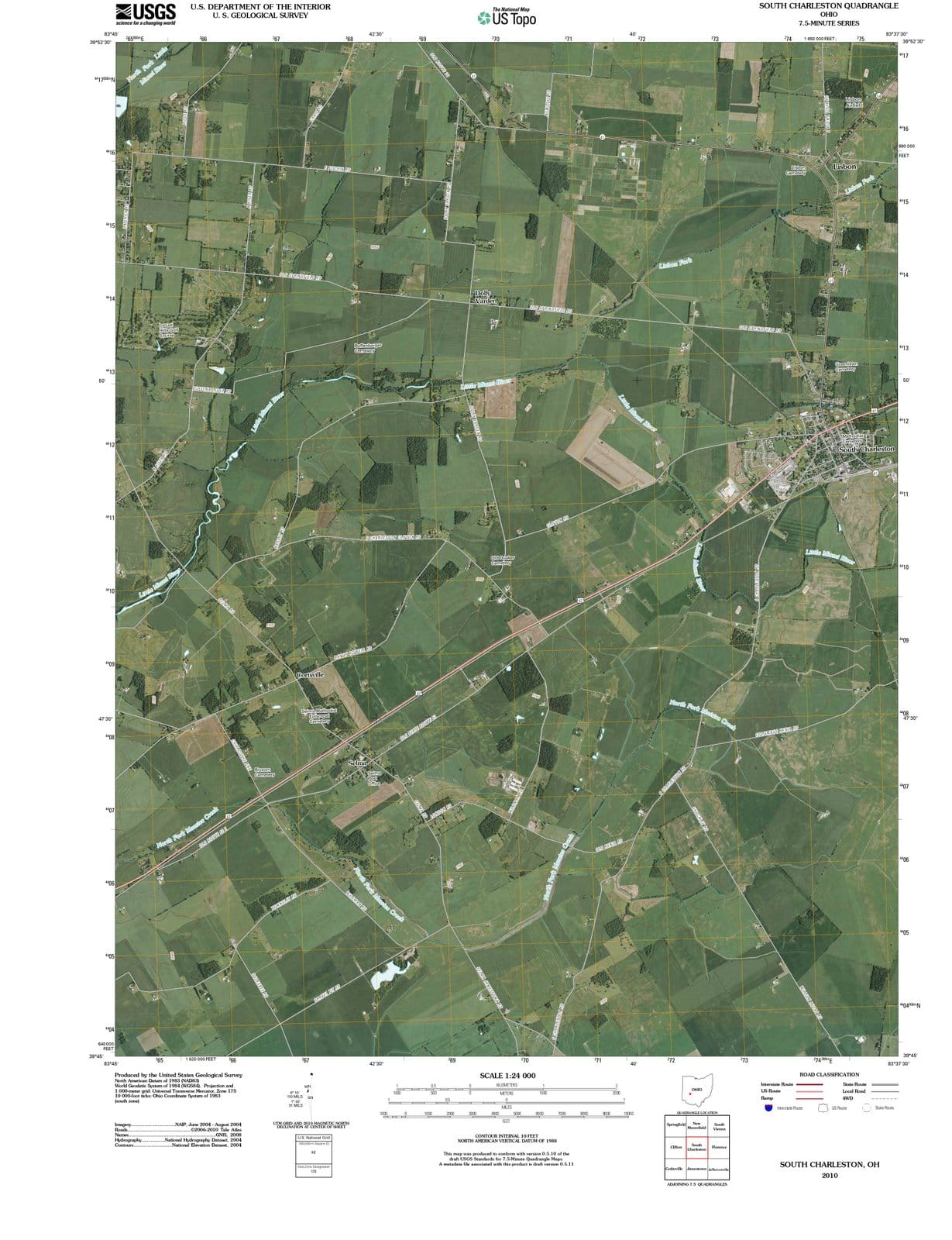 2010 South Charleston, OH - Ohio - USGS Topographic Map