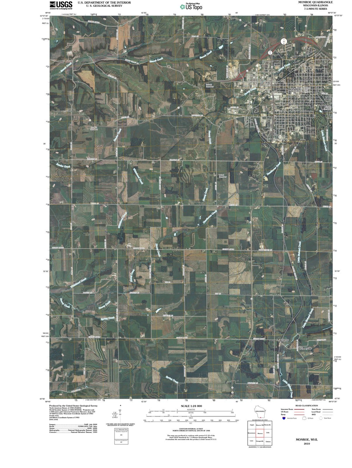 2010 Monroe, WI - Wisconsin - USGS Topographic Map