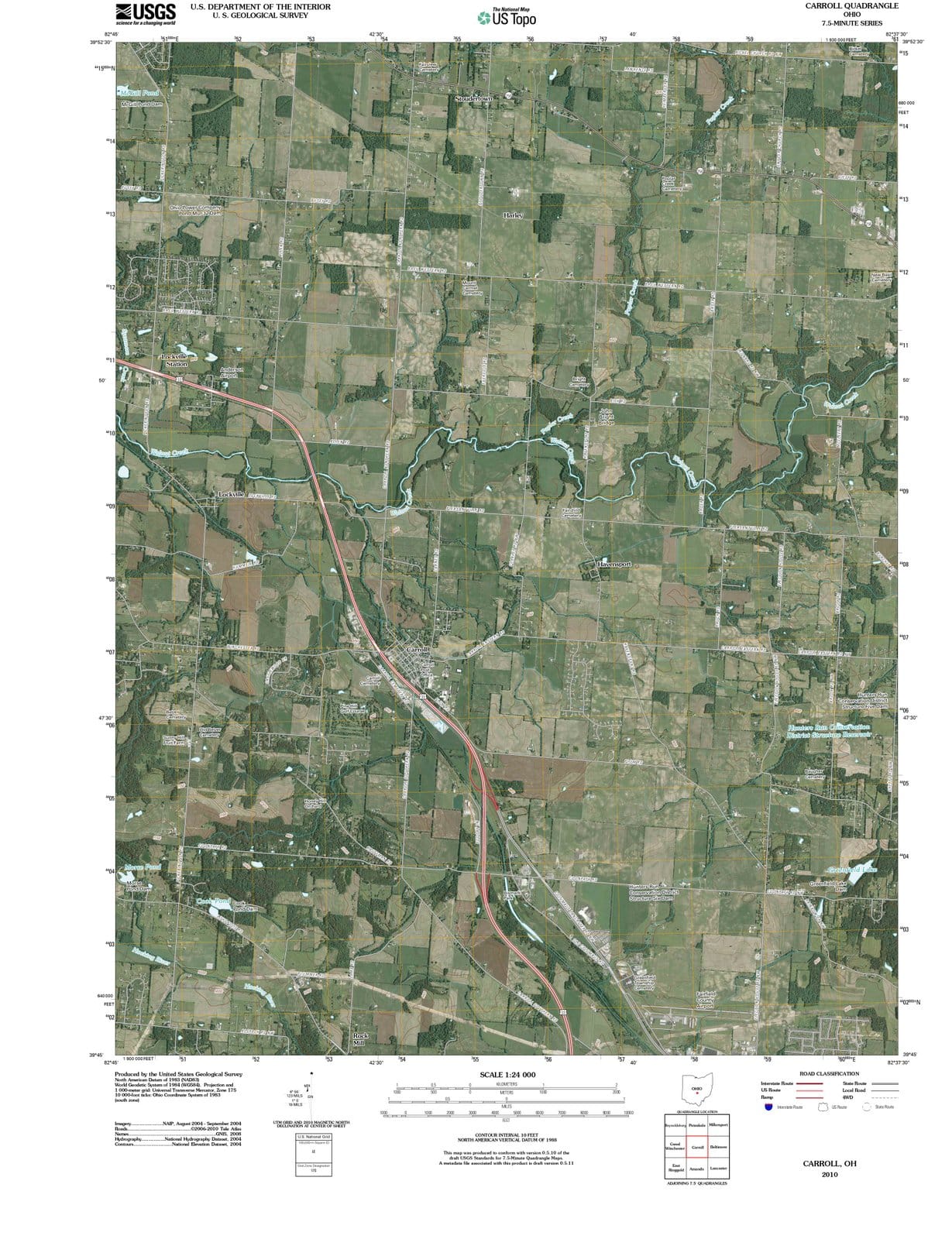 2010 Carroll, OH - Ohio - USGS Topographic Map
