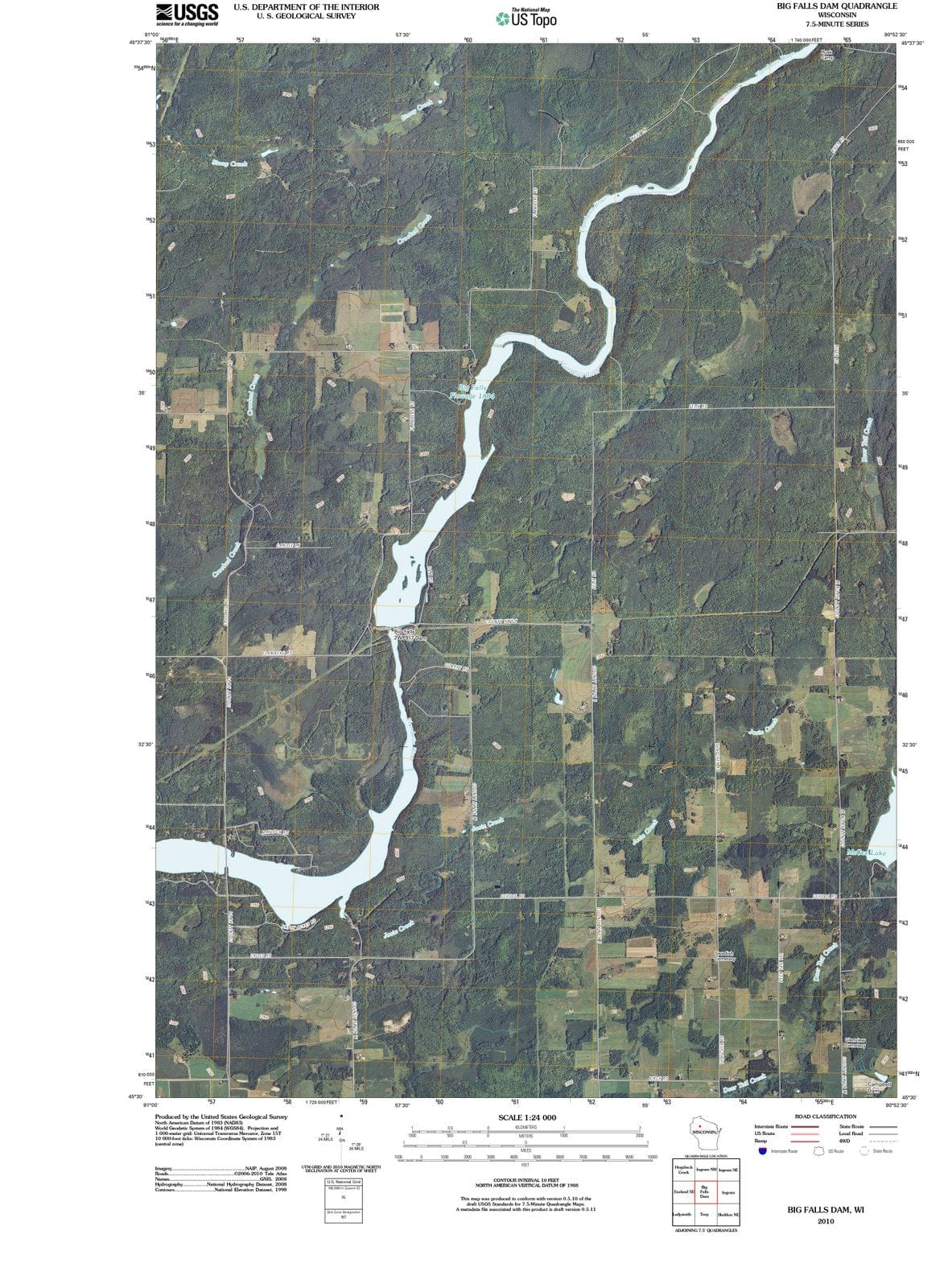 2010 Big Fallsam, WI - Wisconsin - USGS Topographic Map