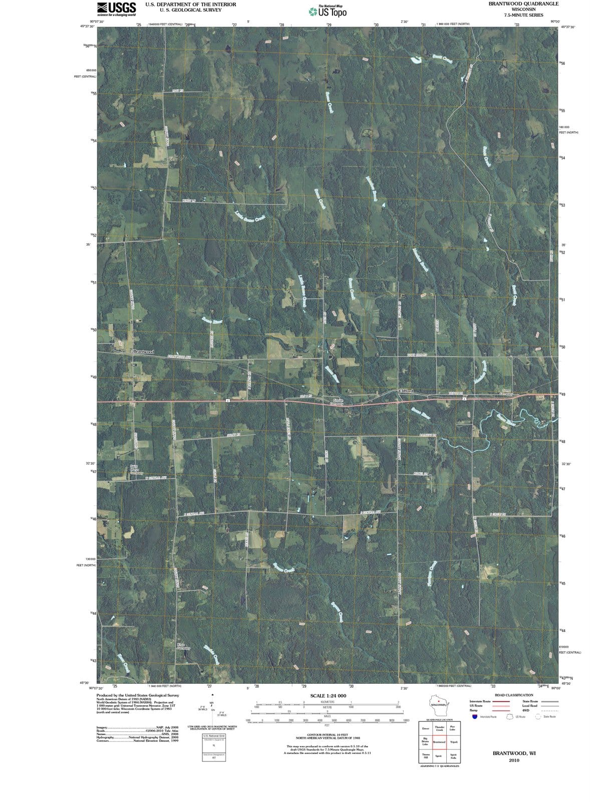 2010 Brantwood, WI - Wisconsin - USGS Topographic Map