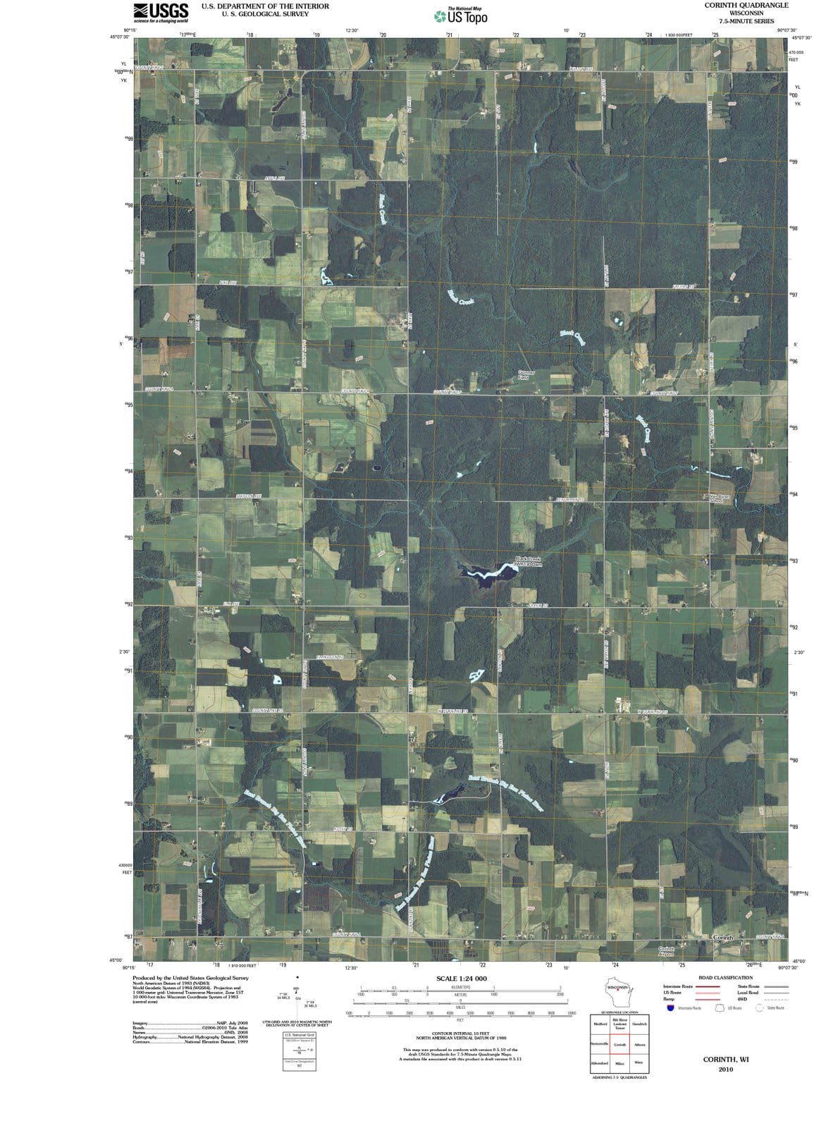 2010 Corinth, WI - Wisconsin - USGS Topographic Map