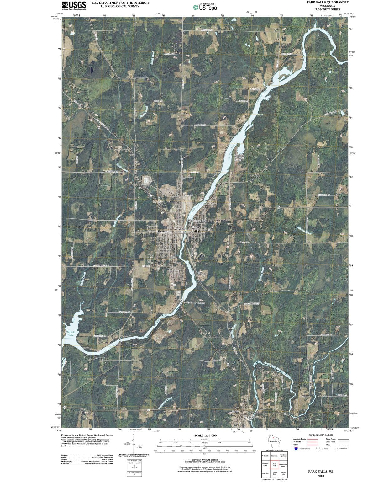 2010 Park Falls, WI - Wisconsin - USGS Topographic Map