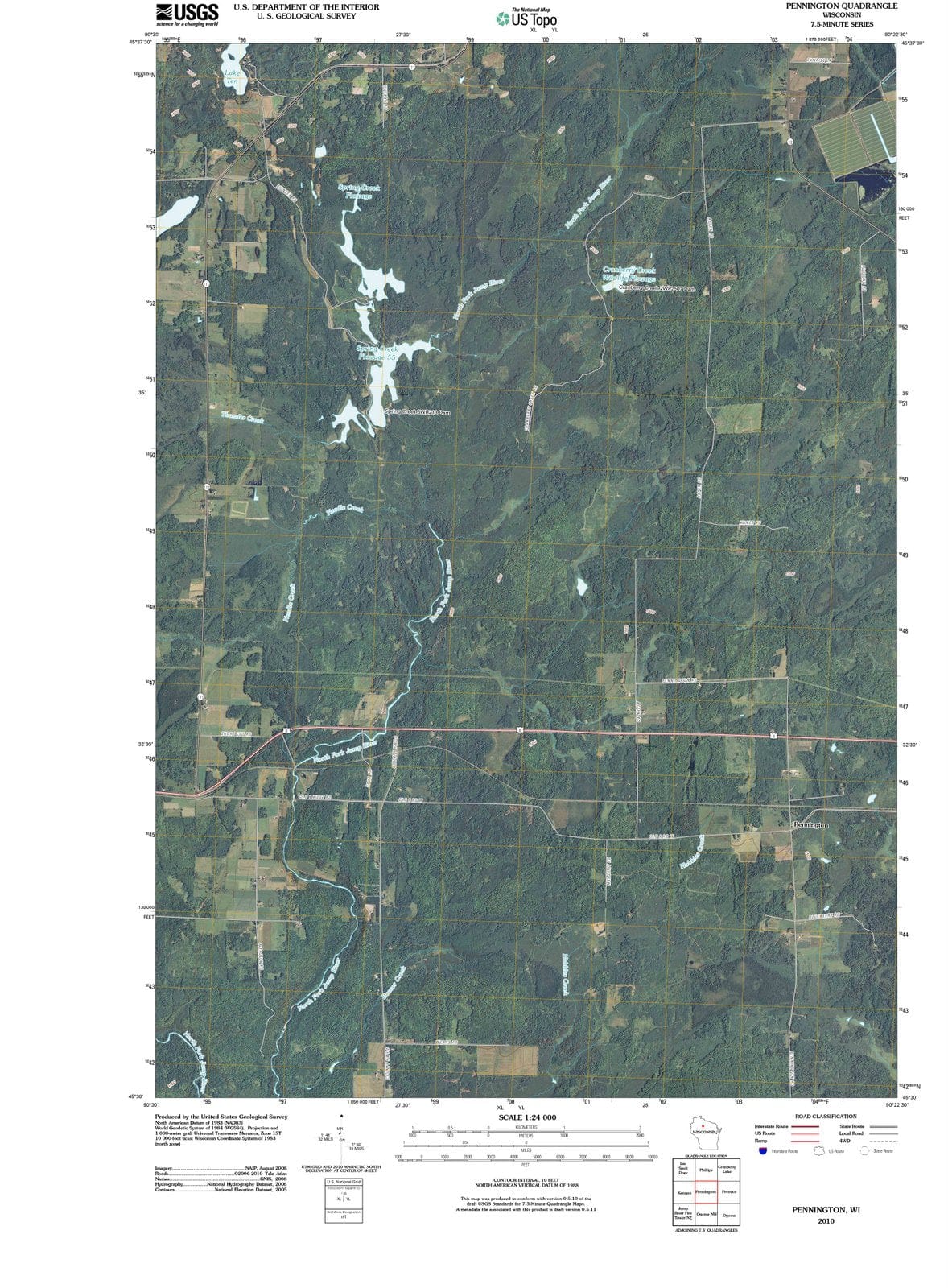 2010 Pennington, WI - Wisconsin - USGS Topographic Map