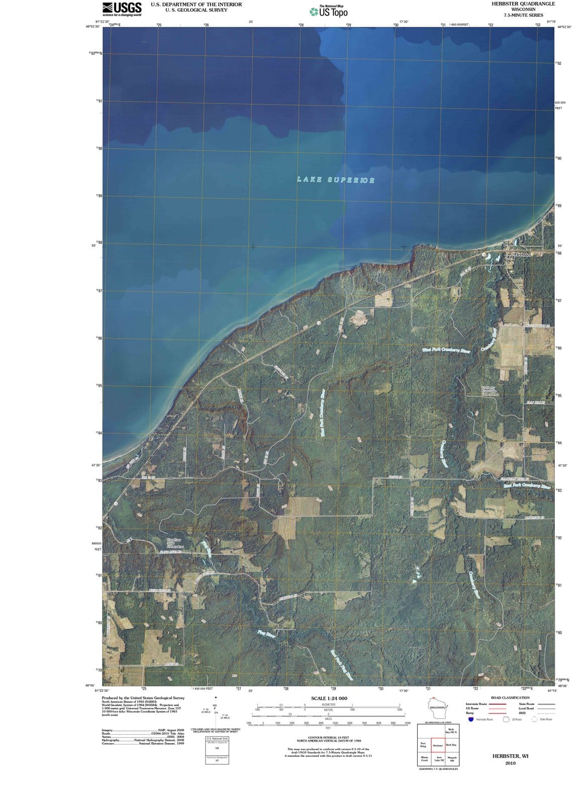 2010 Herbster, WI - Wisconsin - USGS Topographic Map