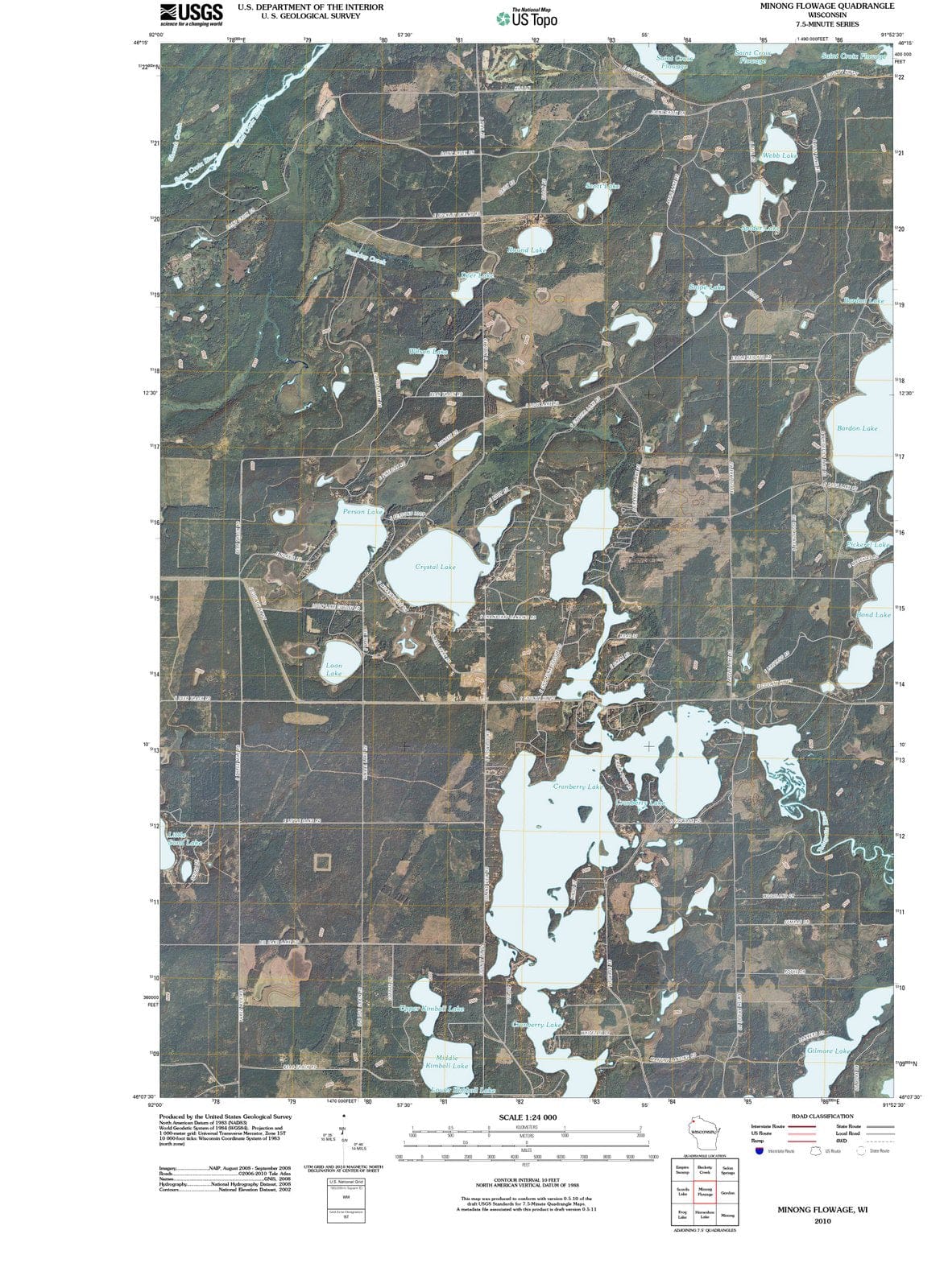 2010 Minong Flowage, WI - Wisconsin - USGS Topographic Map